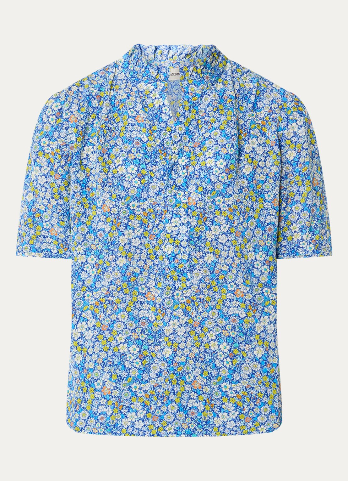 Zadig&Voltaire Topher tuniek met bloemenprint - voorkant blauw