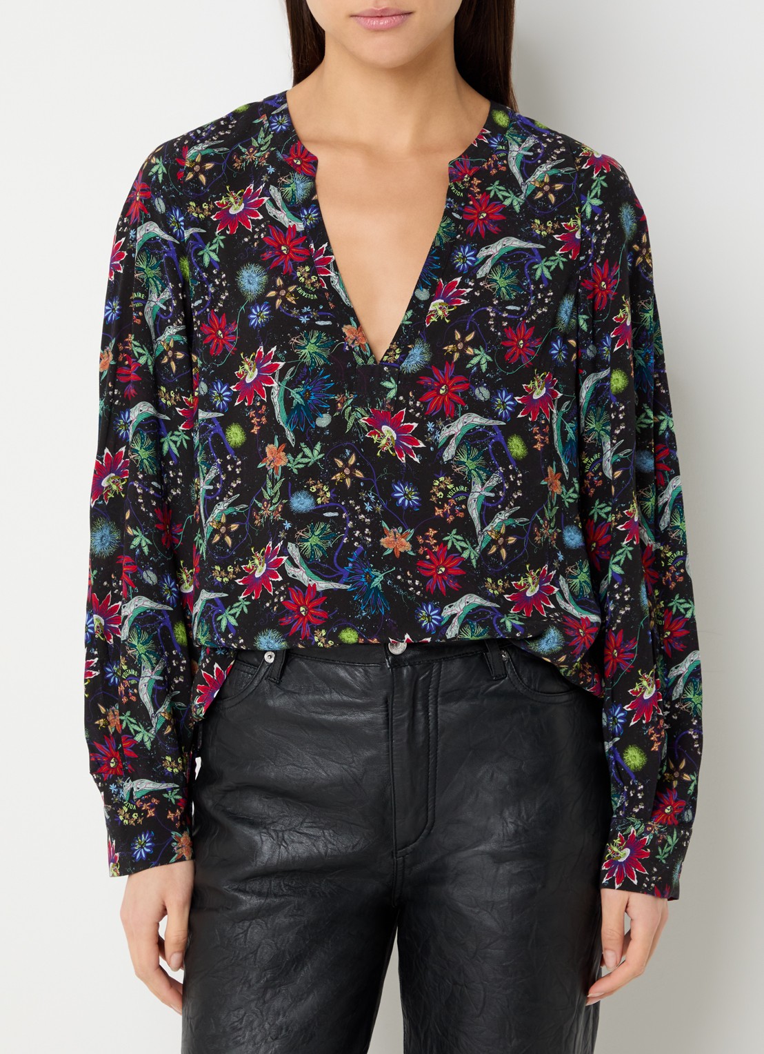 Zadig&Voltaire Torny tuniek met V-hals en print - detail 4 zwart