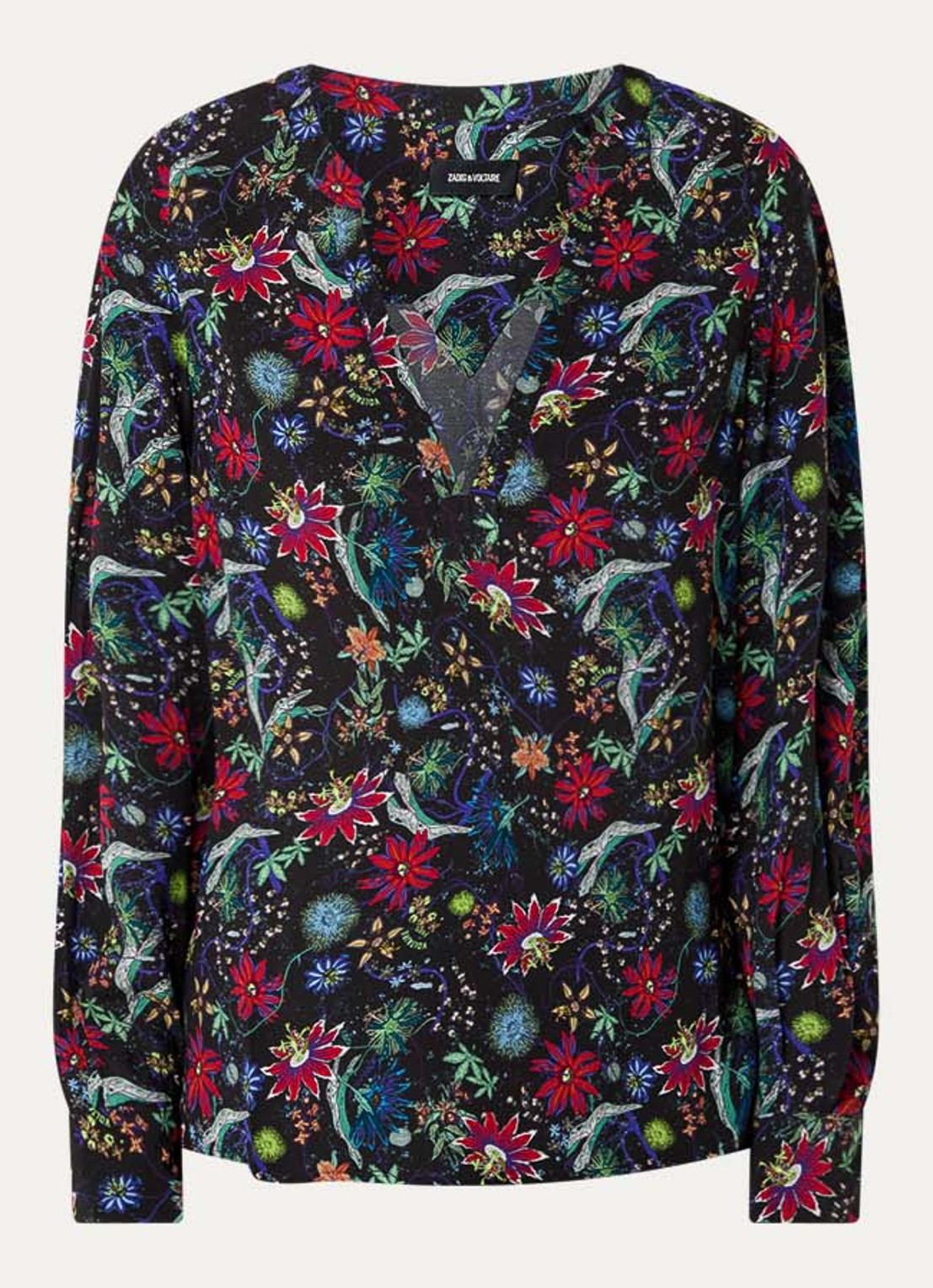 Zadig&Voltaire Torny tuniek met V-hals en print - voorkant 2 zwart