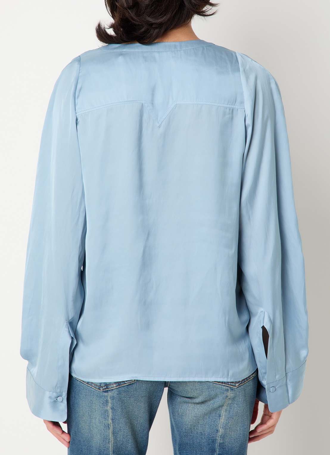 Zadig&Voltaire Torny tuniek van satijn - achterkant 4 staalblauw