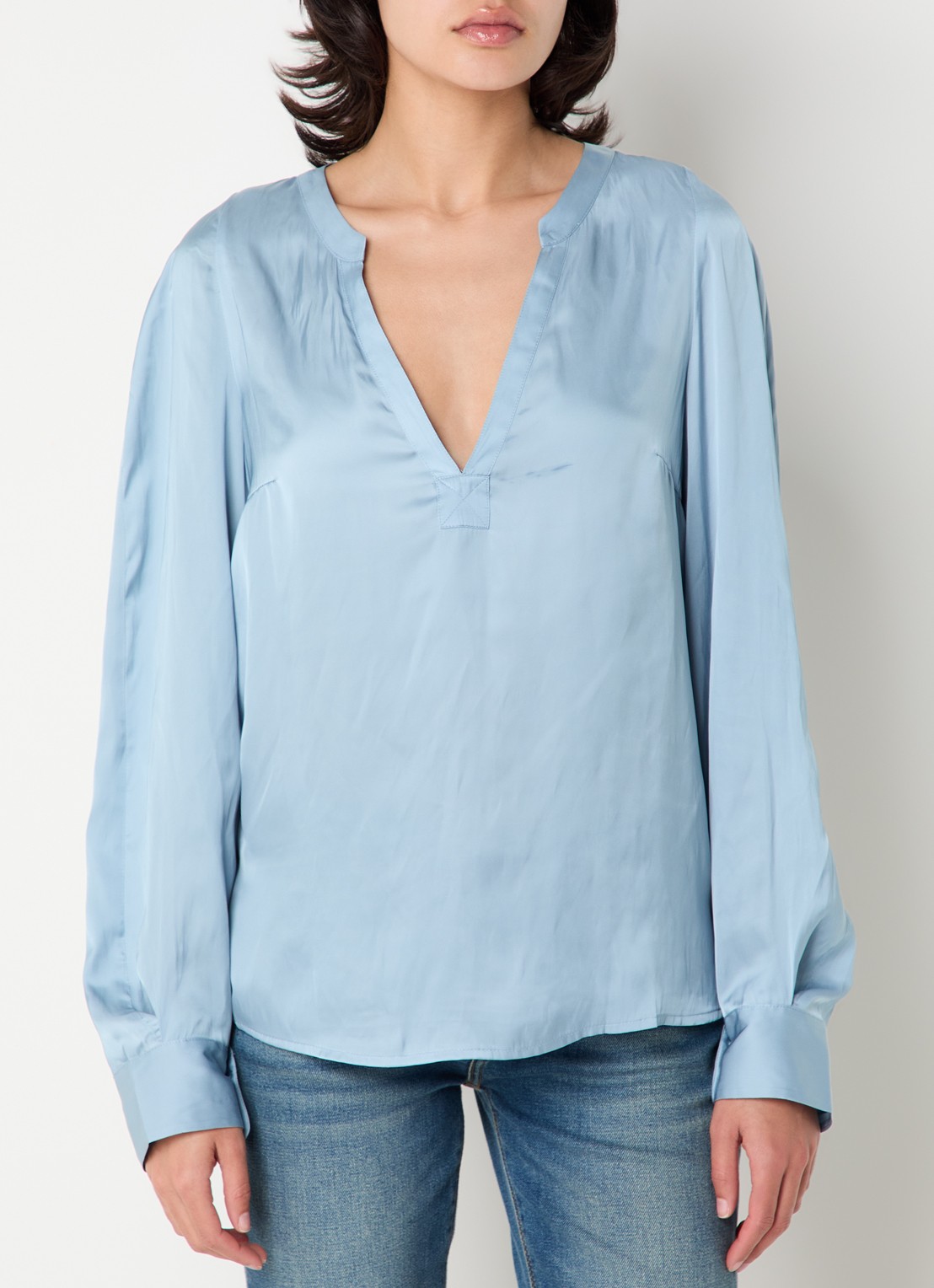 Zadig&Voltaire Torny tuniek van satijn - detail 3 staalblauw