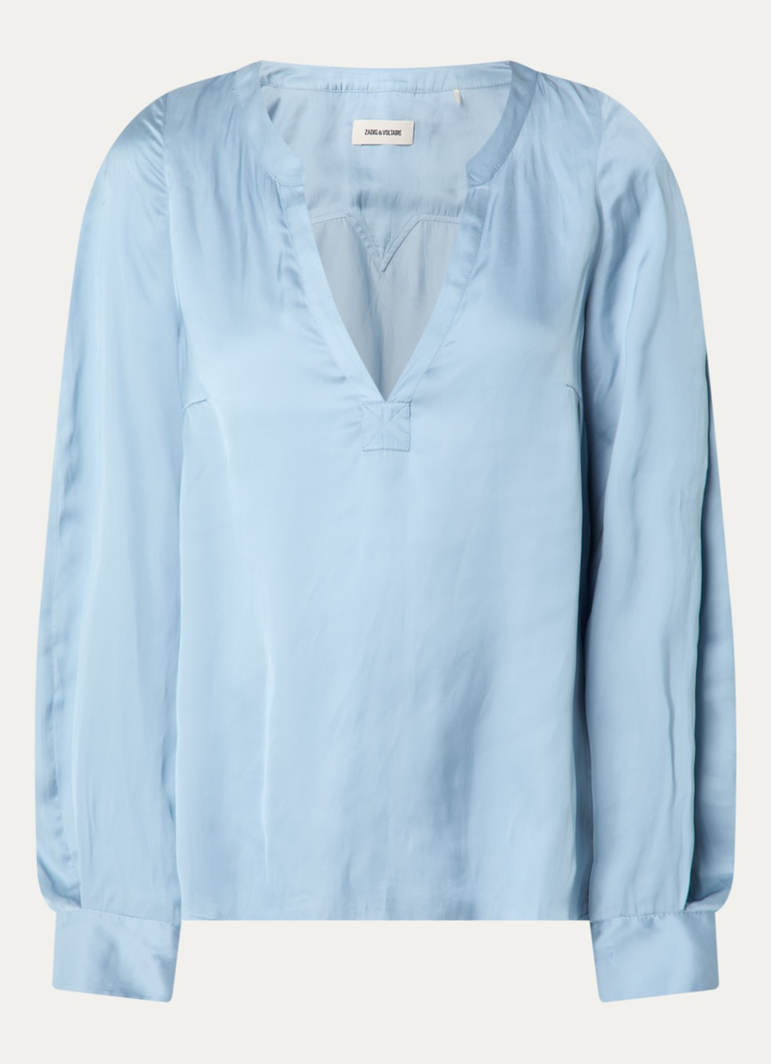Zadig&Voltaire Torny tuniek van satijn - voorkant staalblauw