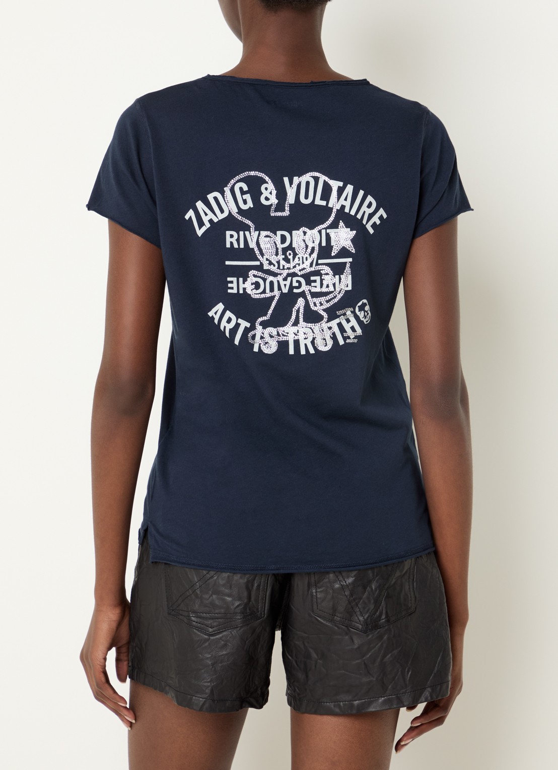 Zadig&Voltaire Tunesien T-shirt met V-hals - detail 4 donkerblauw