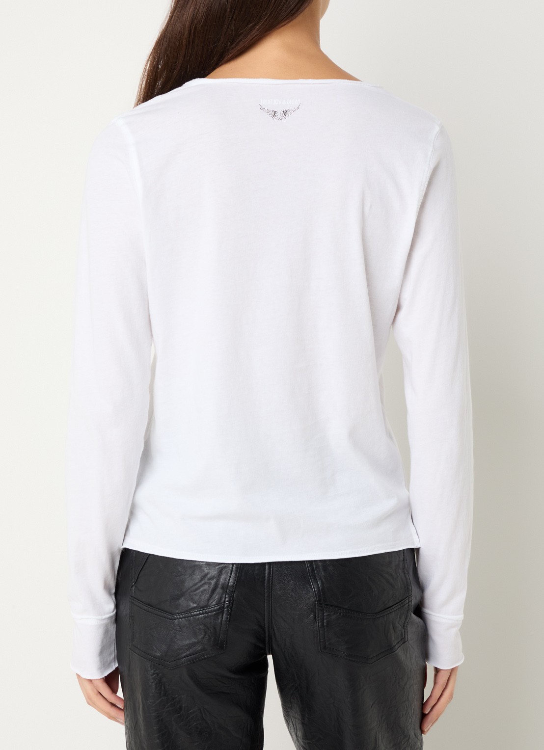 Zadig&Voltaire Tuni longsleeve met V-hals en sierknopen - achterkant 4 wit