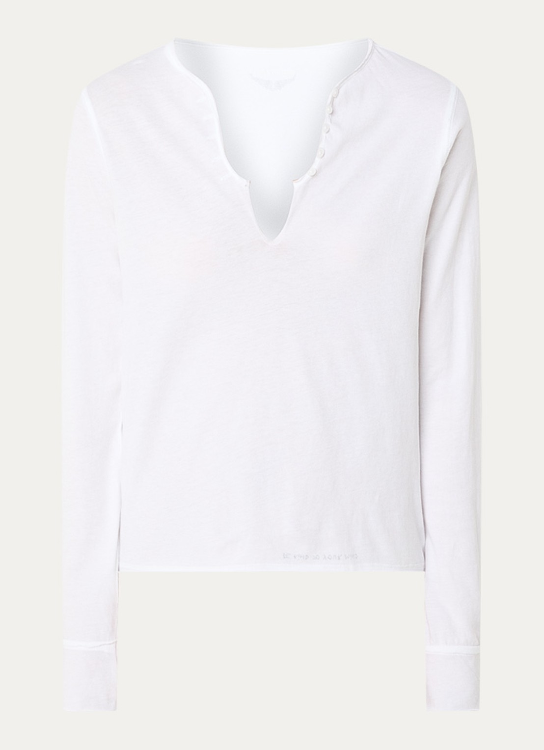 Zadig&Voltaire Tuni longsleeve met V-hals en sierknopen - voorkant wit