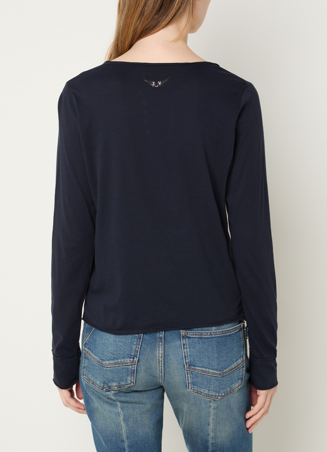 Zadig&Voltaire Tuni longsleeve met V-hals en sierknopen - achterkant 4 donkerblauw