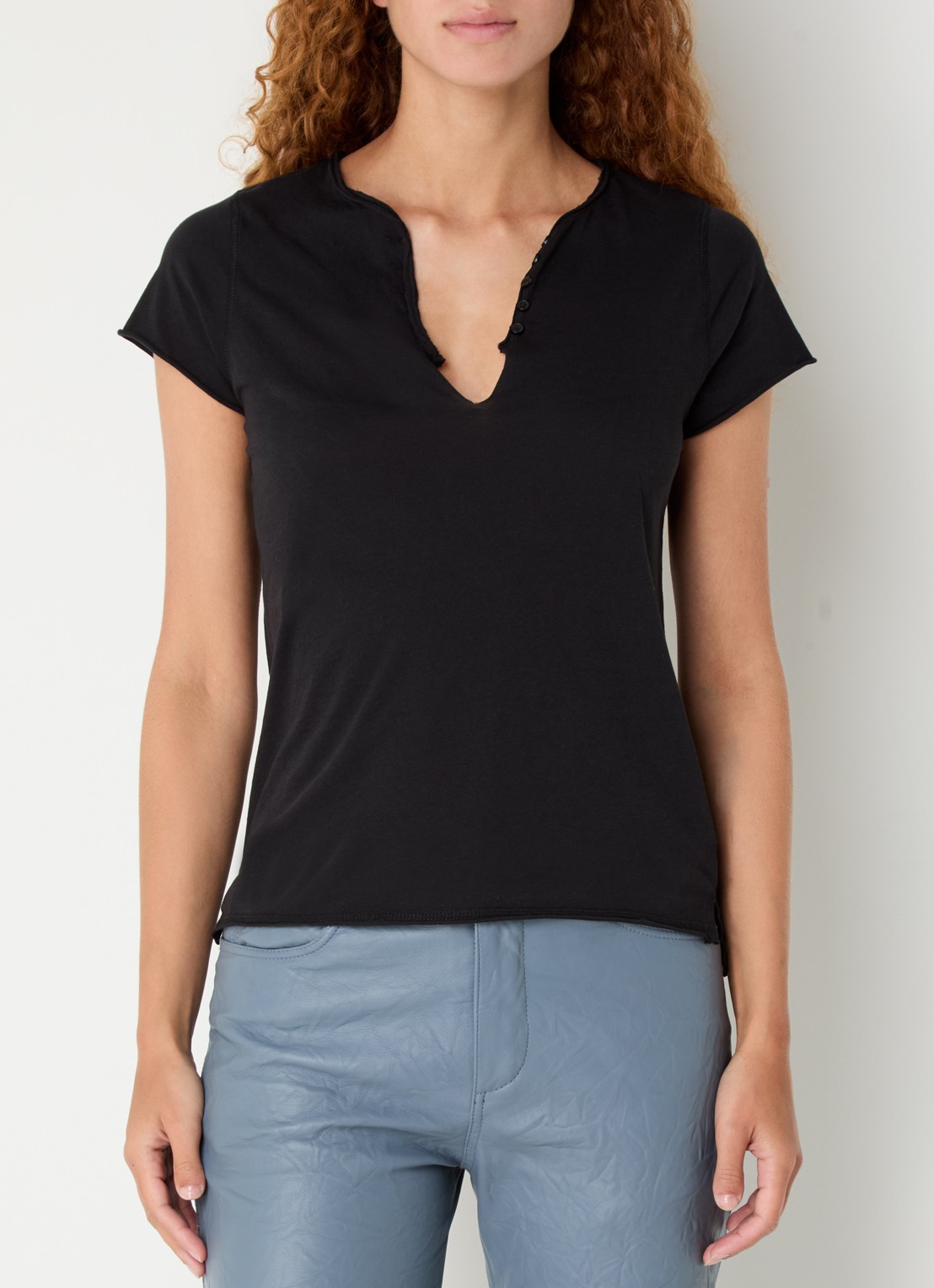 Zadig&Voltaire Tuni T-shirt met V-hals - detail zwart
