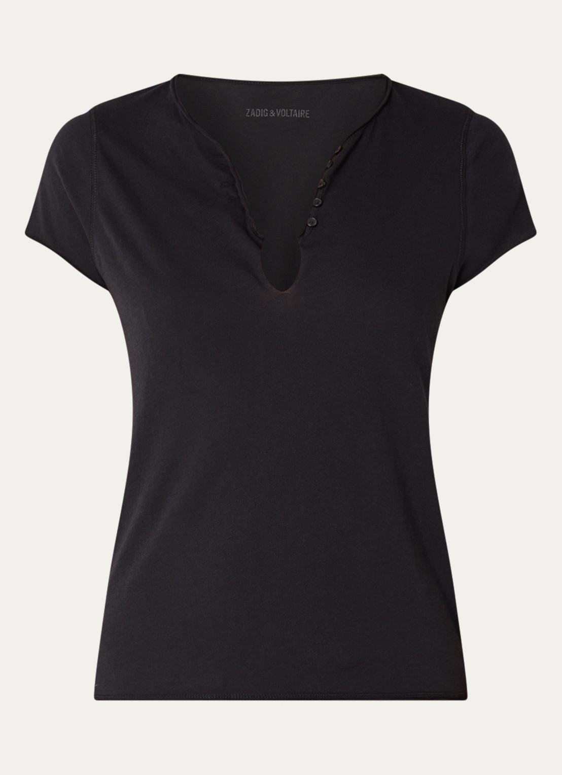 Zadig&Voltaire Tuni T-shirt met V-hals - voorkant 2 zwart