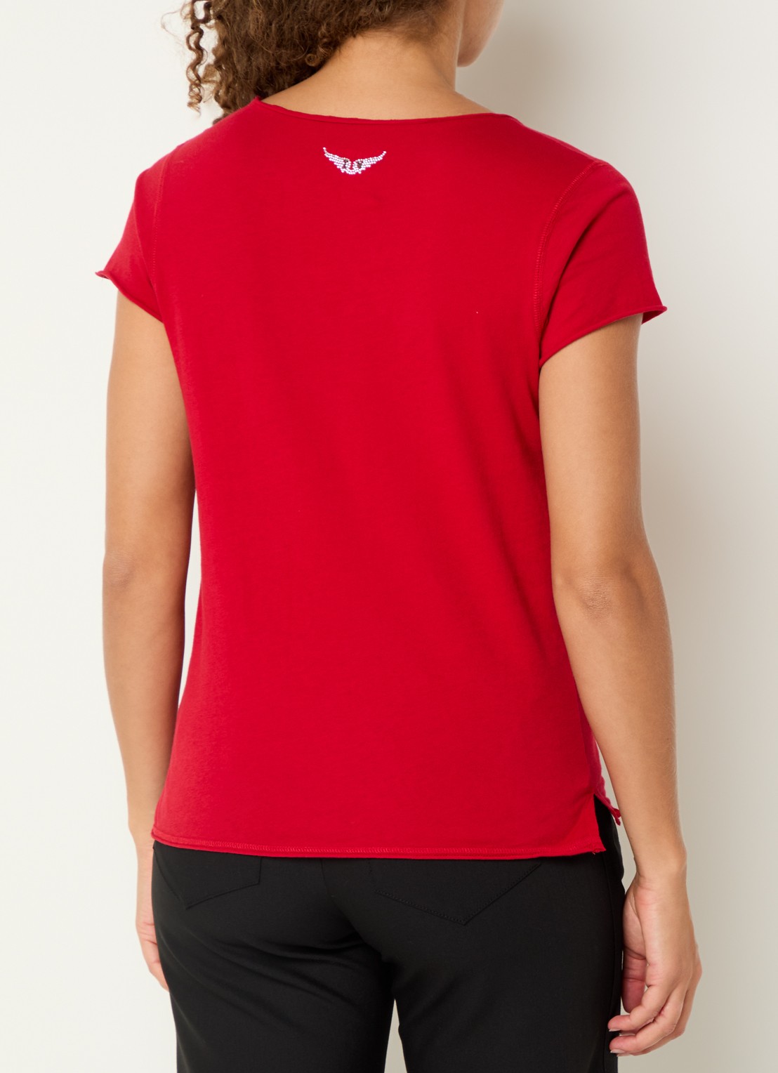 Zadig&Voltaire Tuni T-shirt met V-hals - achterkant rood