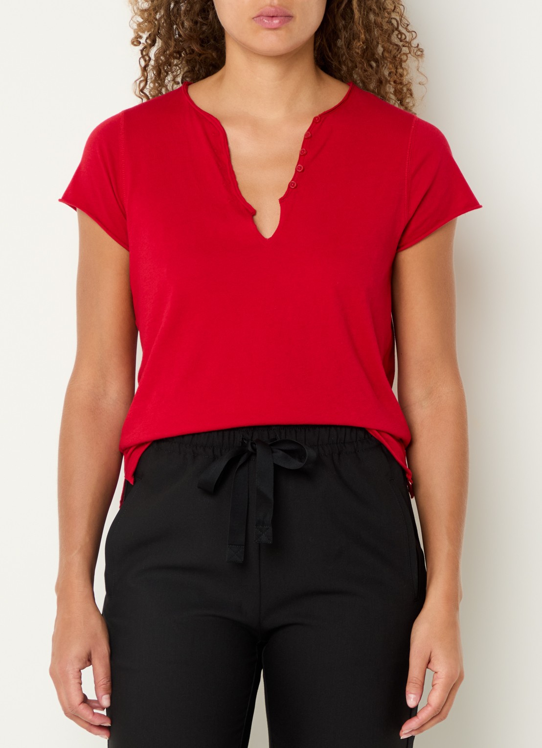Zadig&Voltaire Tuni T-shirt met V-hals - detail 4 rood