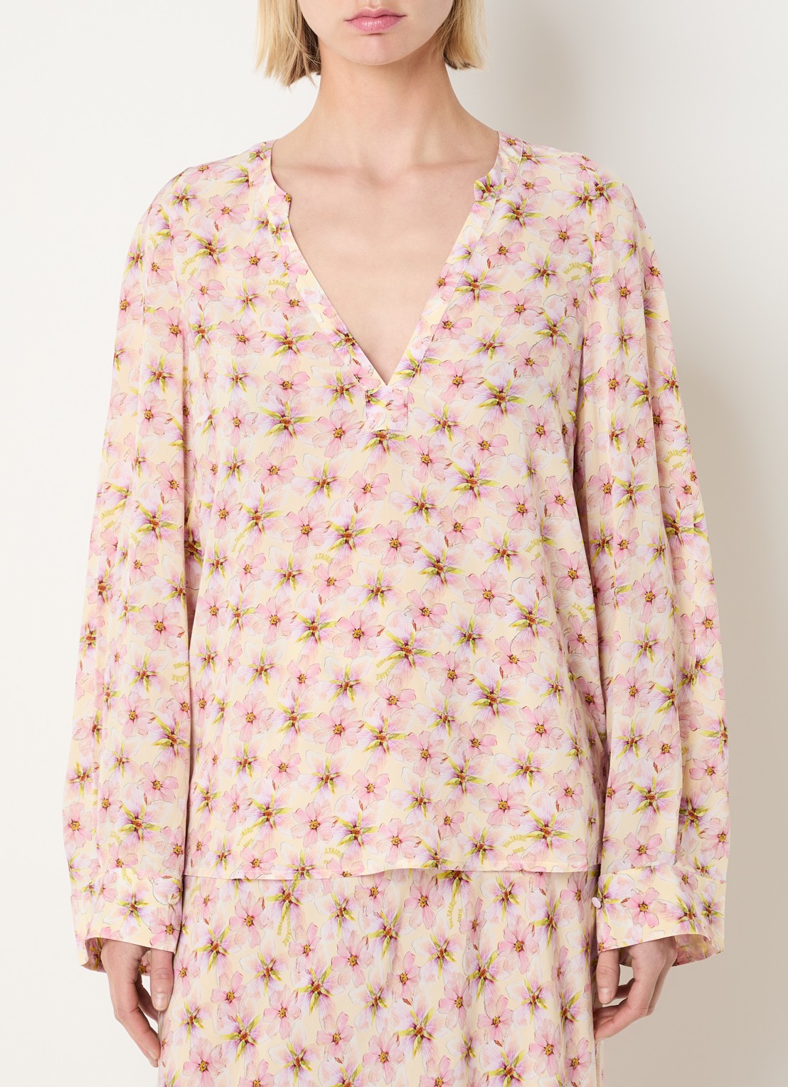 Zadig&Voltaire Tuniek met bloemenprint - detail roze