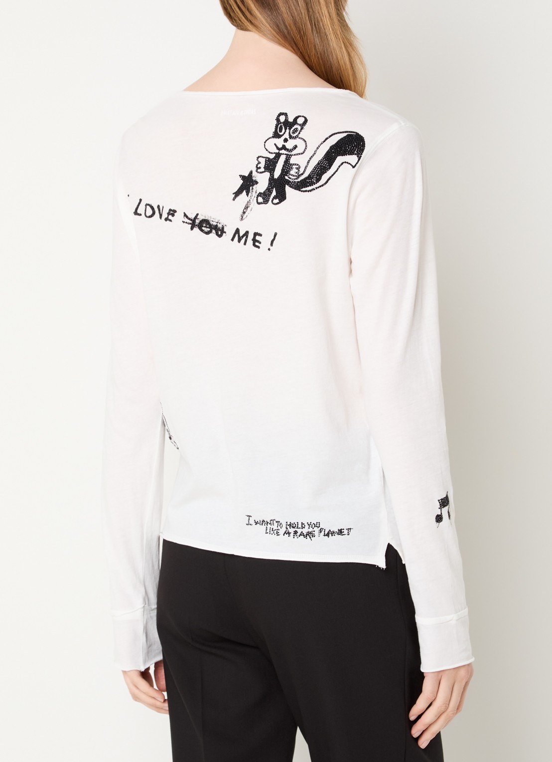 Zadig&Voltaire Tunisien longsleeve met print en strass - achterkant 3 wit