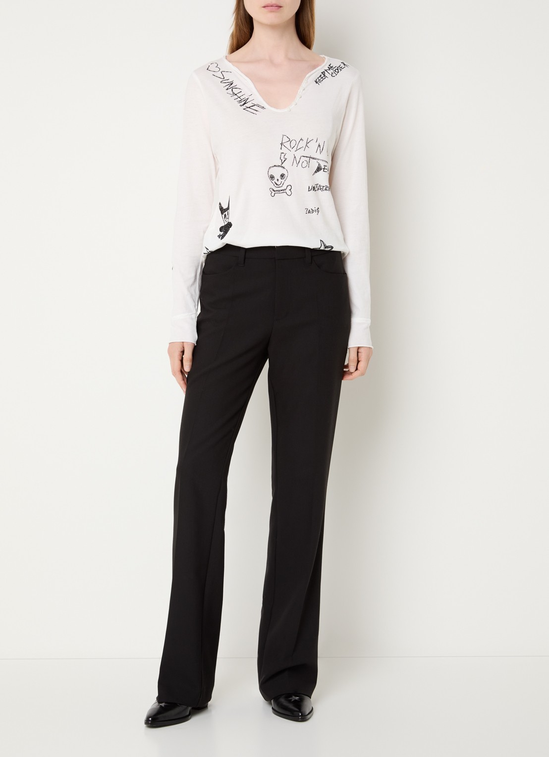 Zadig&Voltaire Tunisien longsleeve met print en strass - voorkant 2 wit