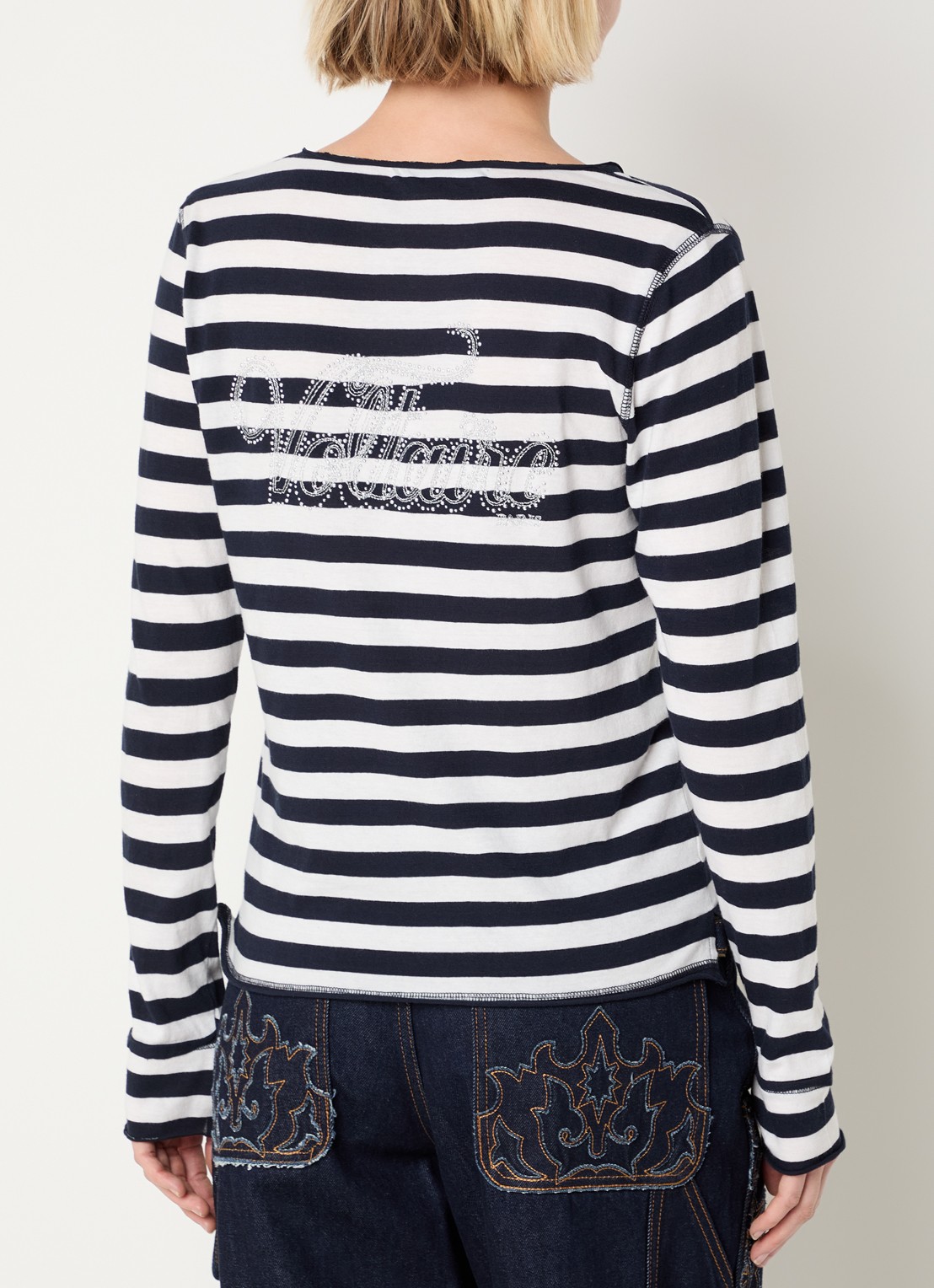 Zadig&Voltaire Tunisien longsleeve met V-hals - detail 3 donkerblauw
