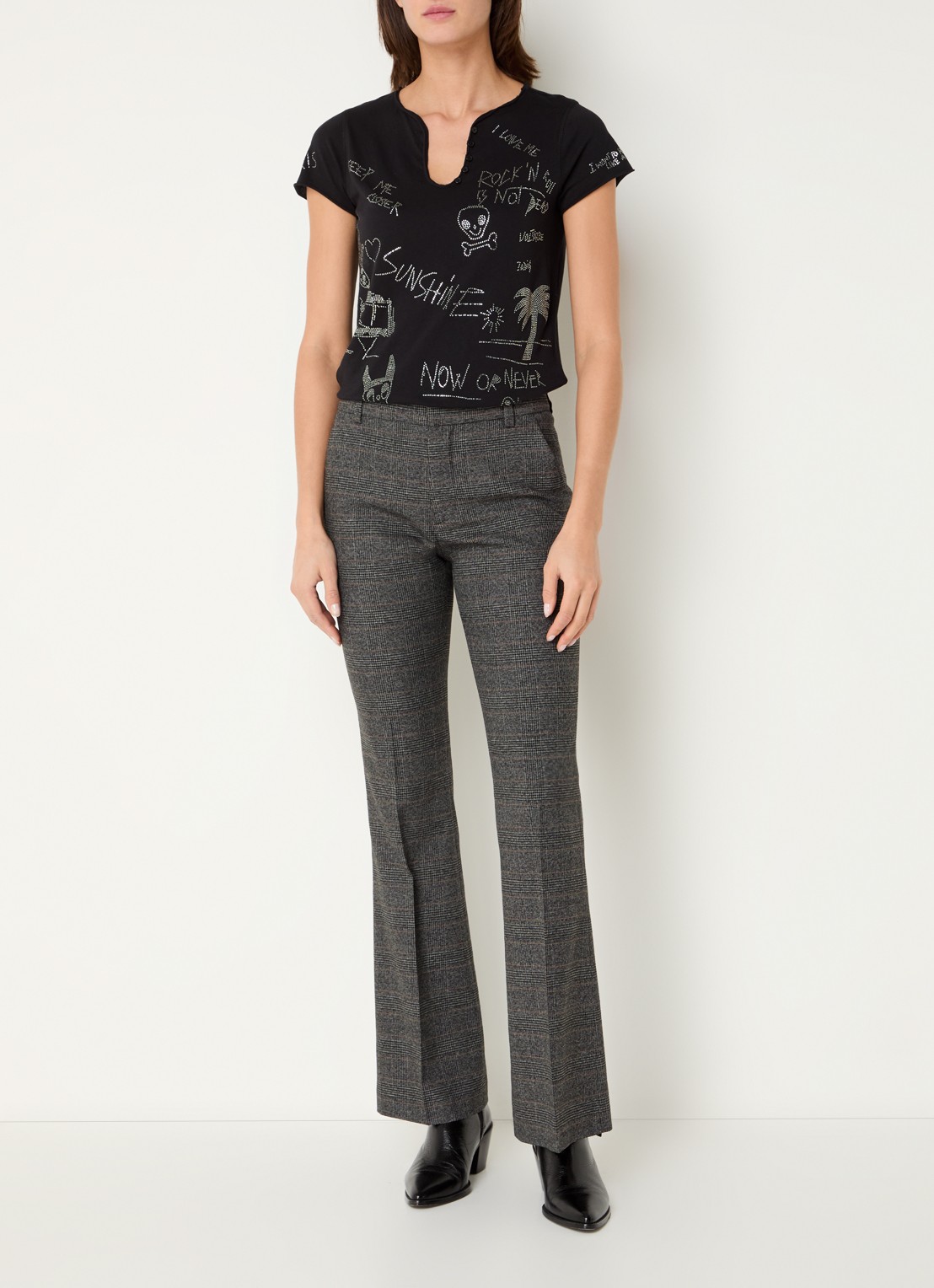 Zadig&Voltaire Tunisien T-shirt met strass - voorkant 3 zwart