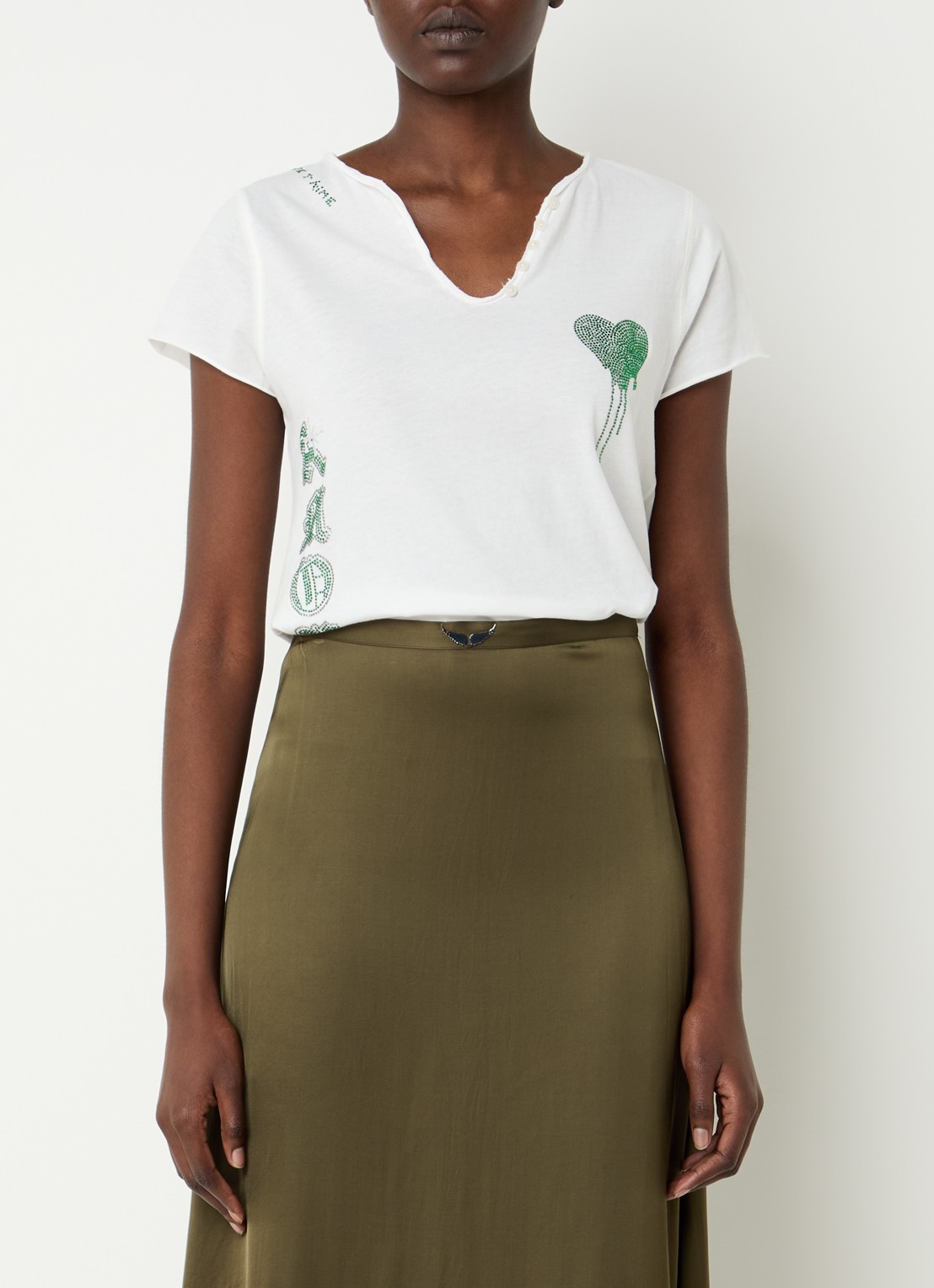 Zadig&Voltaire Tunisien T-Shirt met strass - detail wit