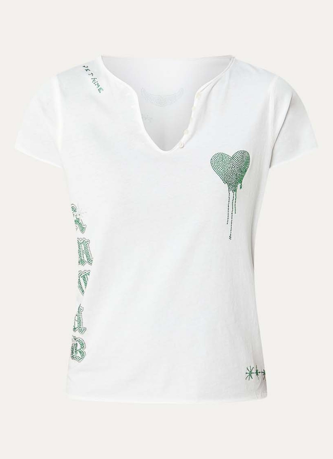 Zadig&Voltaire Tunisien T-Shirt met strass - voorkant 2 wit