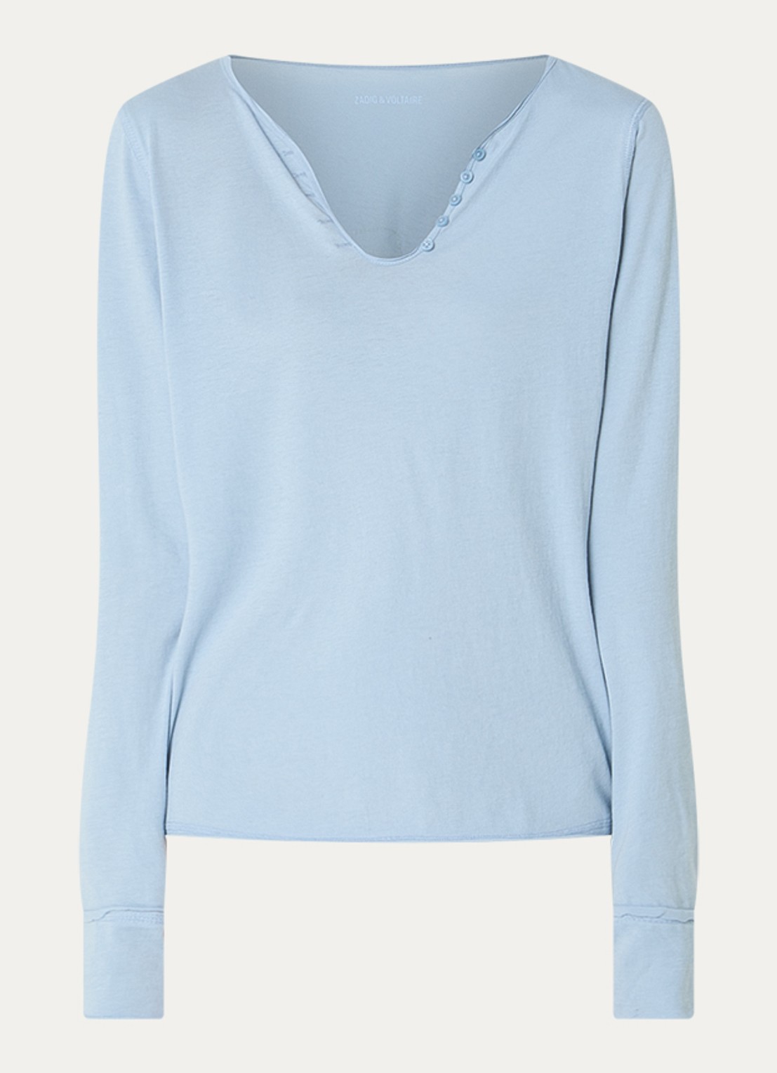 Zadig&Voltaire Tunsien longsleeve met backprint en strass - voorkant 3 blauwgrijs