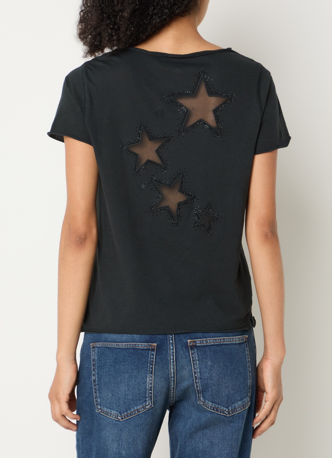 Zadig&Voltaire Tunsien T-shirt met strass - detail 4 grijsmele