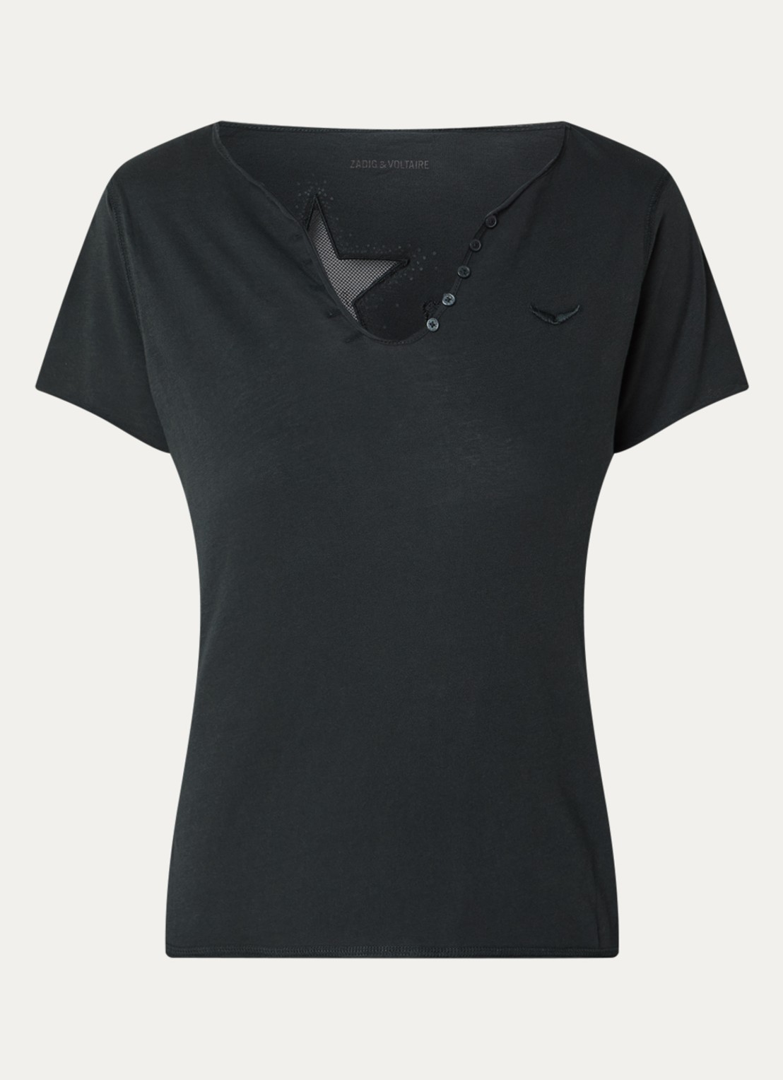 Zadig&Voltaire Tunsien T-shirt met strass - voorkant 2 grijsmele