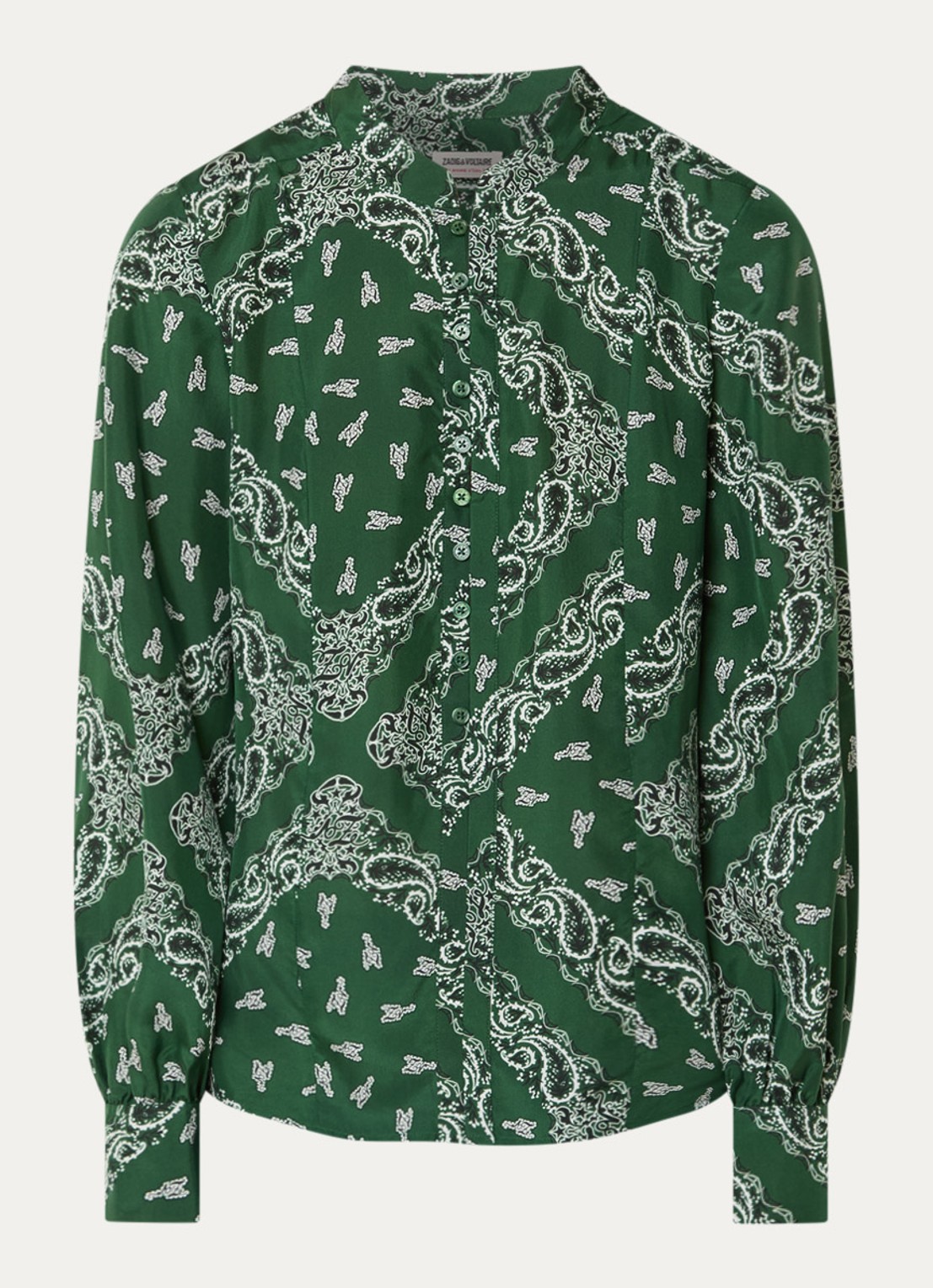 Zadig&Voltaire Twina blouse van zijde met paisley dessin - voorkant groen
