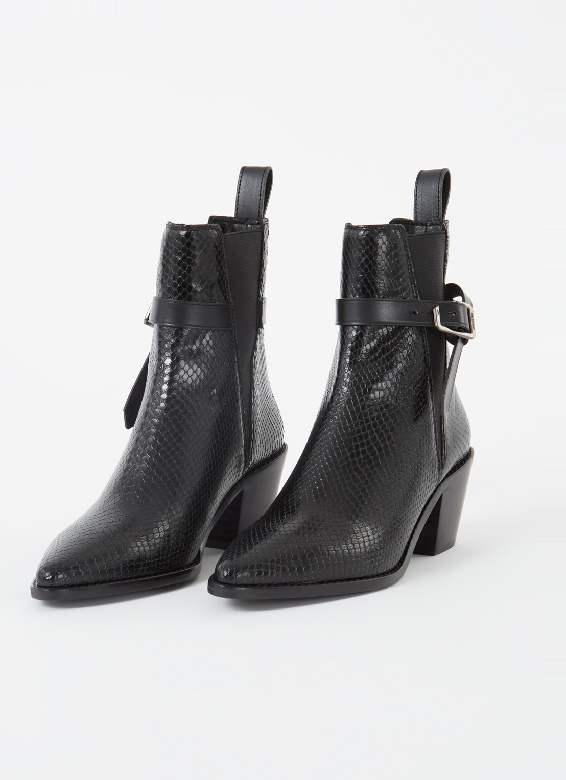 Zadig&Voltaire Tyler Cecilia enkellaarsje van leer met slangenstructuur - detail zwart