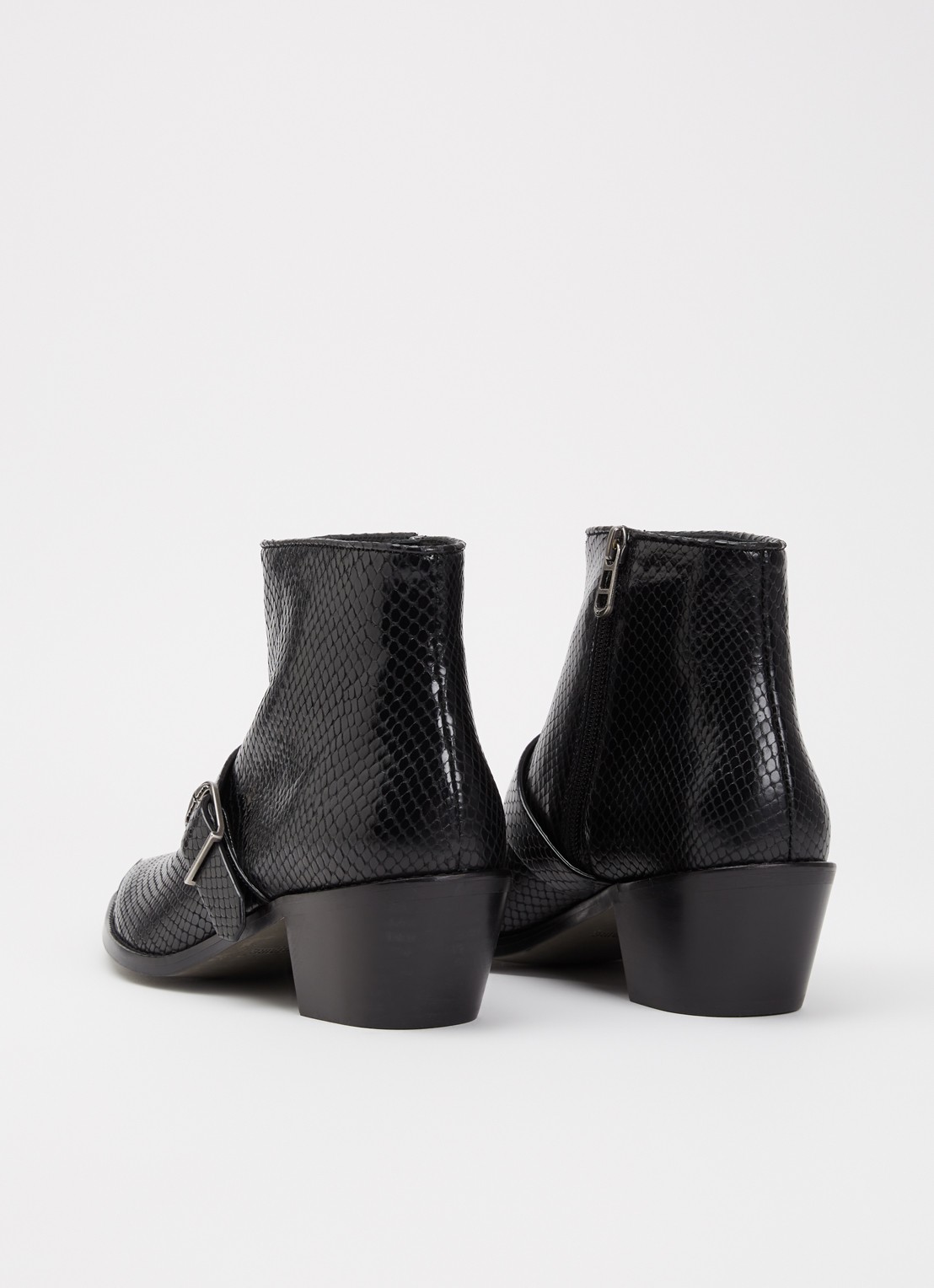 Zadig&Voltaire Tylow Wild Mirror cowboylaars van kalfsleer met slangenstructuur - achterkant zwart