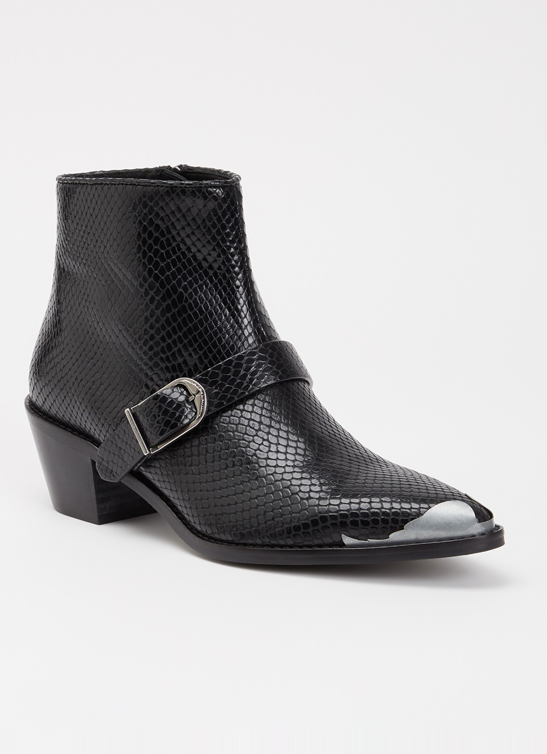 Zadig&Voltaire Tylow Wild Mirror cowboylaars van kalfsleer met slangenstructuur - voorkant 2 zwart