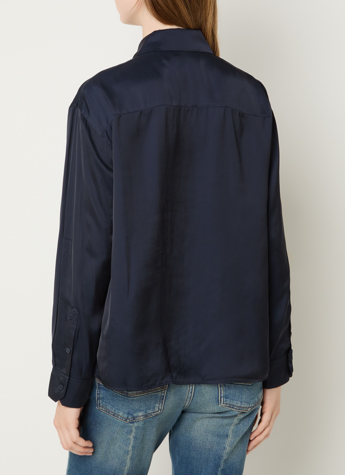 Zadig&Voltaire Tyrica blouse met kraag - achterkant donkerblauw