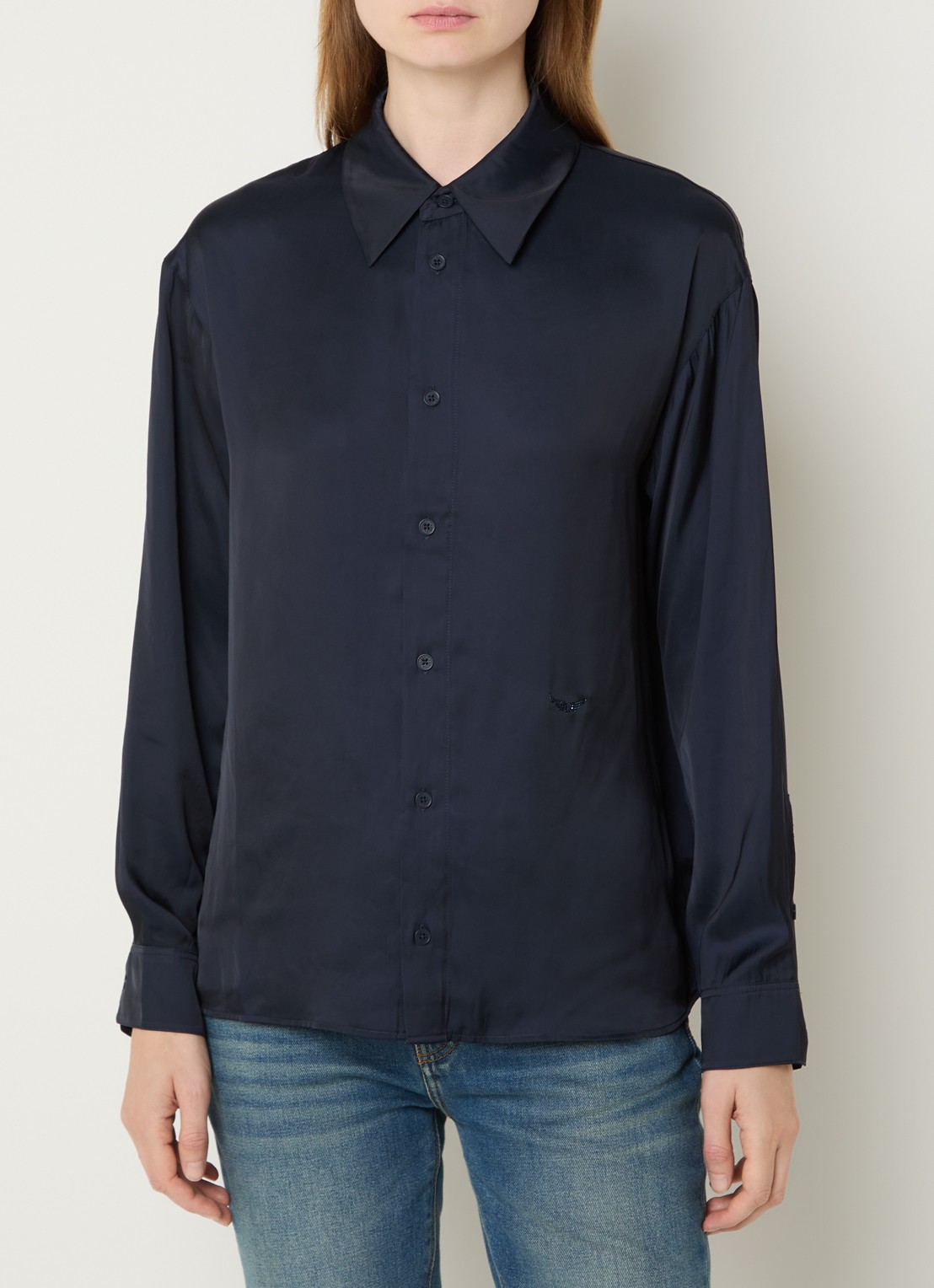 Zadig&Voltaire Tyrica blouse met kraag - detail 2 donkerblauw