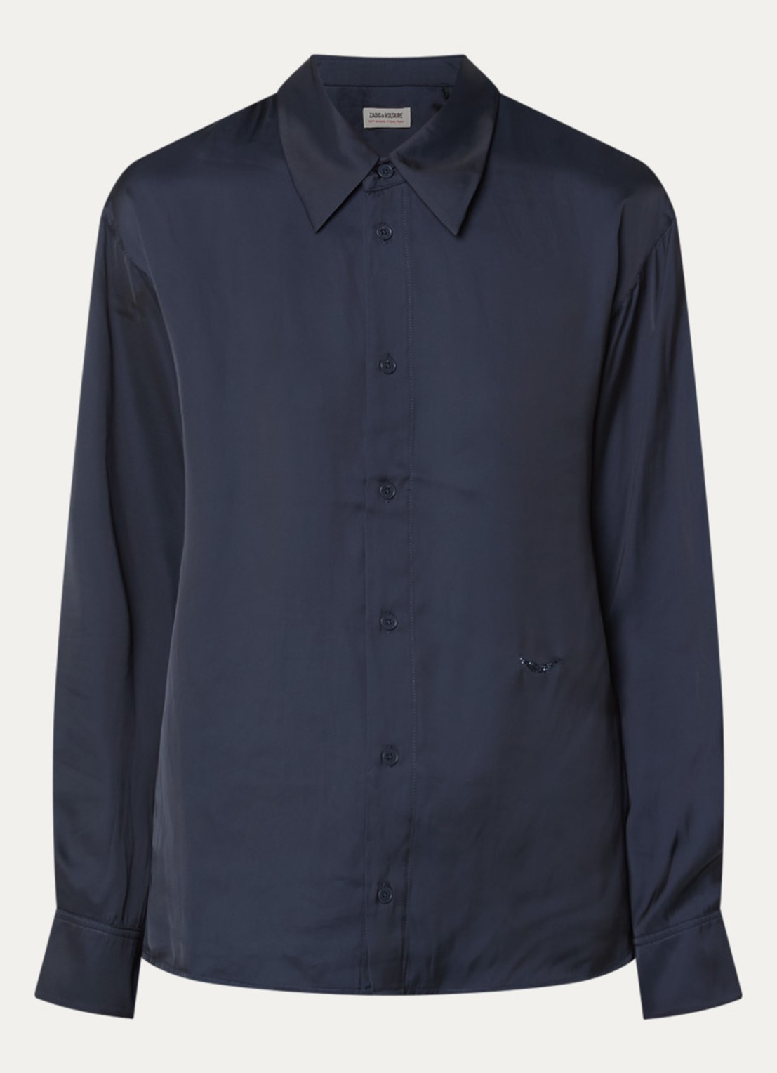 Zadig&Voltaire Tyrica blouse met kraag - voorkant 3 donkerblauw