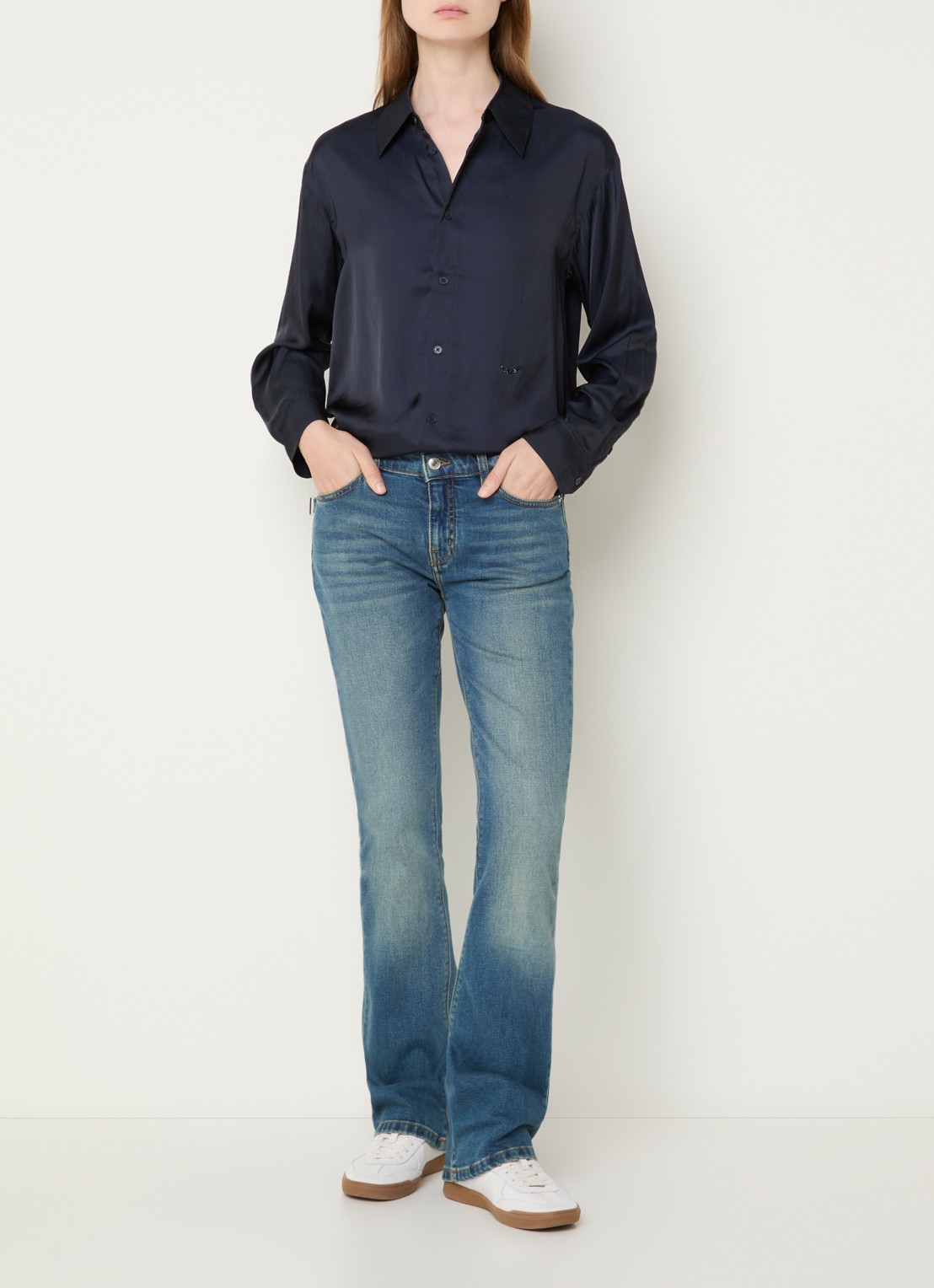 Zadig&Voltaire Tyrica blouse met kraag - voorkant 4 donkerblauw
