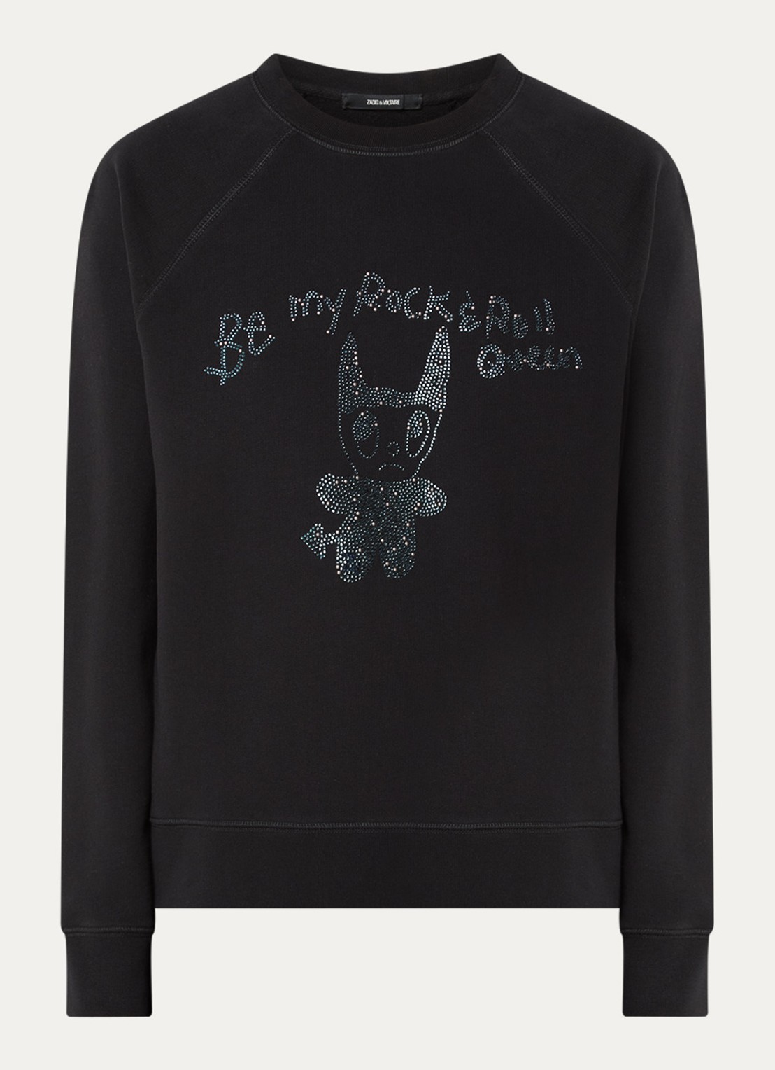 Zadig&Voltaire Upper sweater van  katoen met strass - voorkant 3 zwart