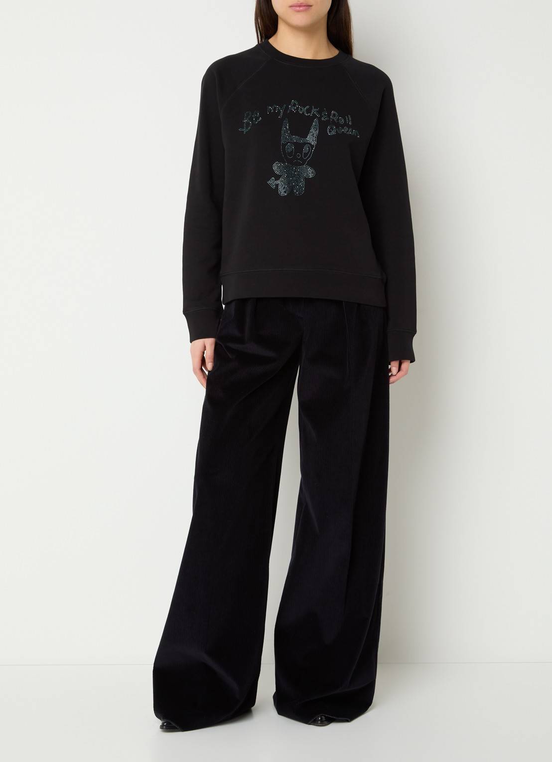 Zadig&Voltaire Upper sweater van  katoen met strass - voorkant 4 zwart
