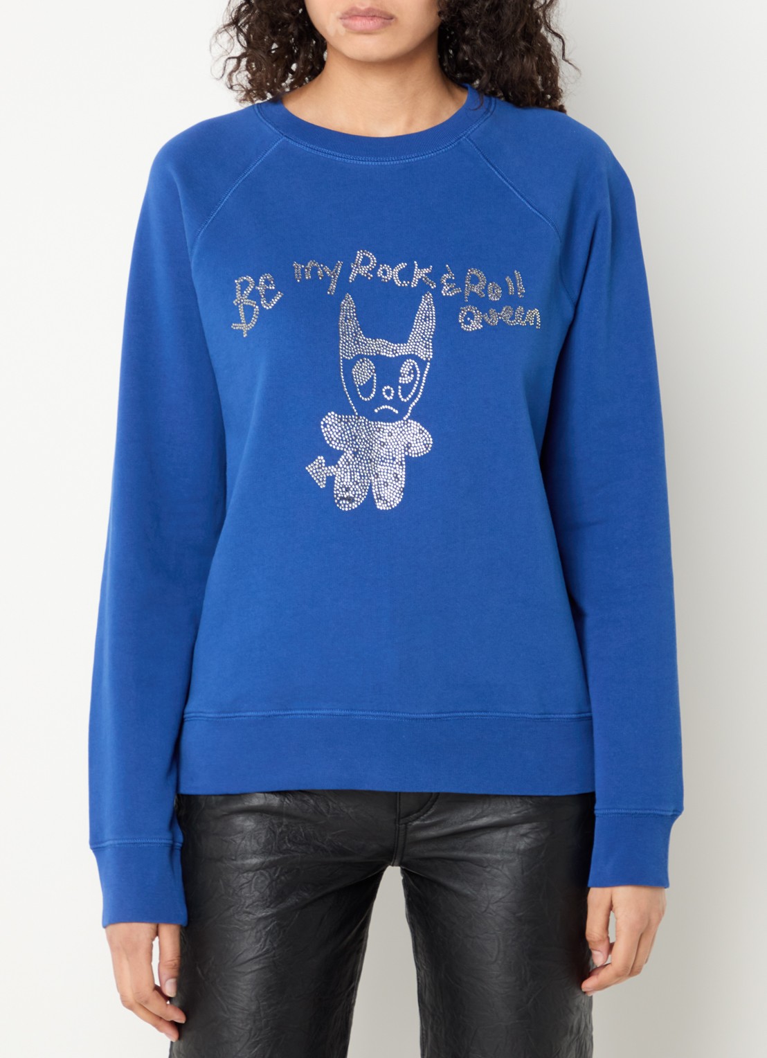 Zadig&Voltaire Upper sweater van  katoen met strass - detail 3 kobaltblauw