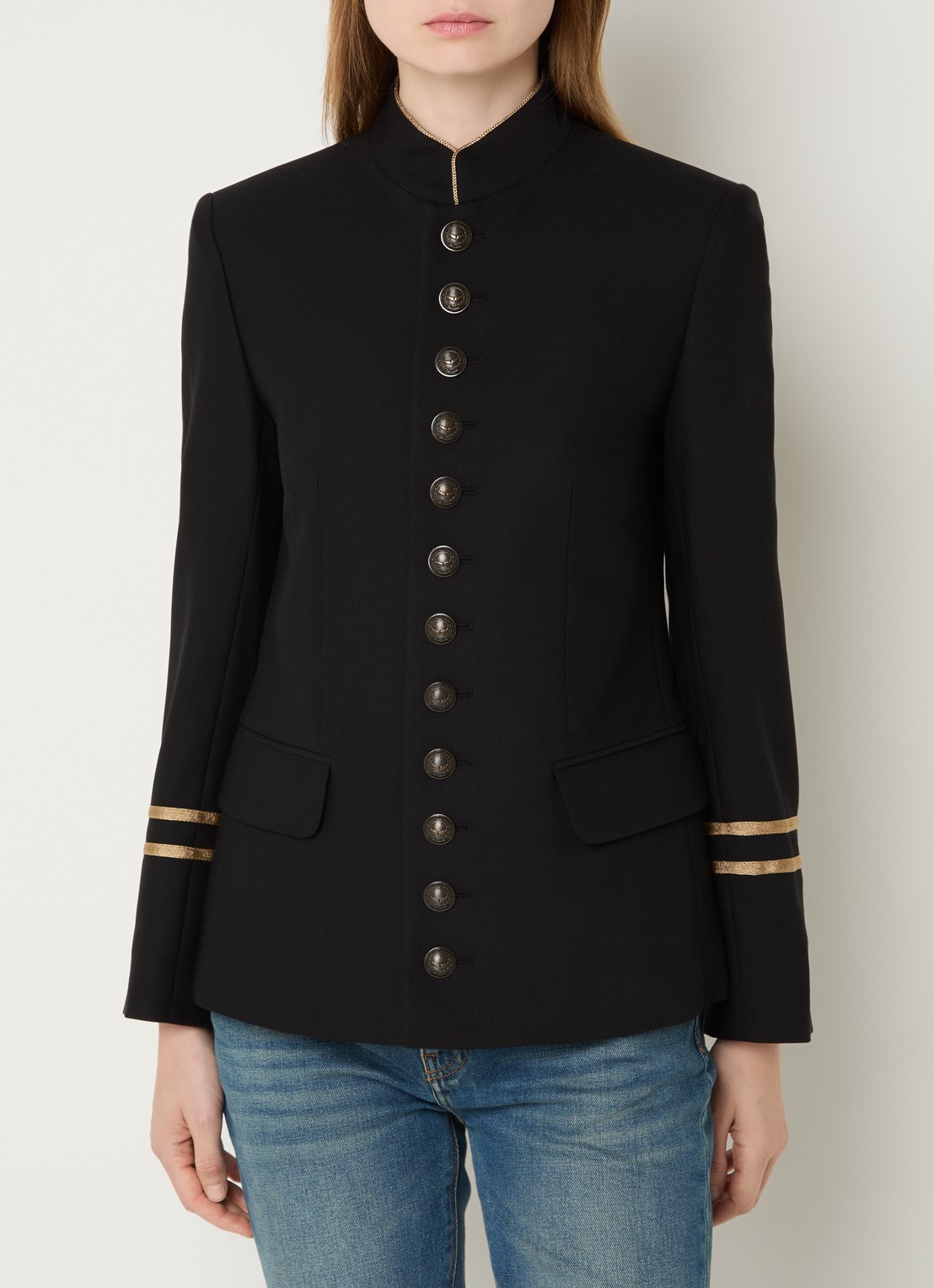 Zadig&Voltaire Vallo blazer met klepzakken en schoudervulling - detail zwart