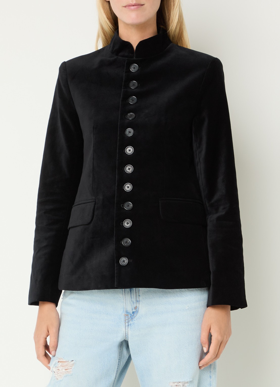 Zadig&Voltaire Vallo blazer van fluweel met klepzakken - detail 2 zwart