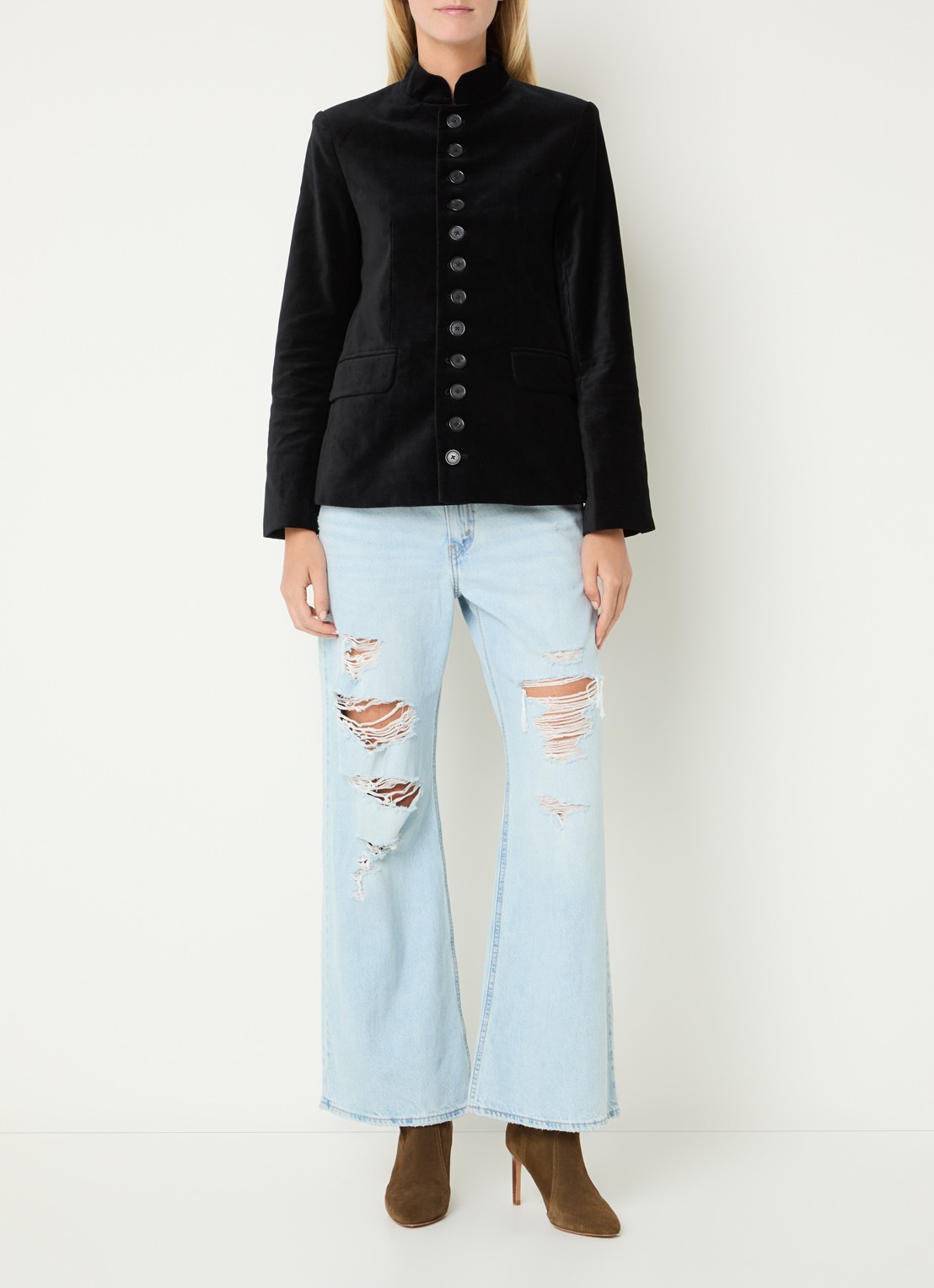 Zadig&Voltaire Vallo blazer van fluweel met klepzakken - voorkant 4 zwart