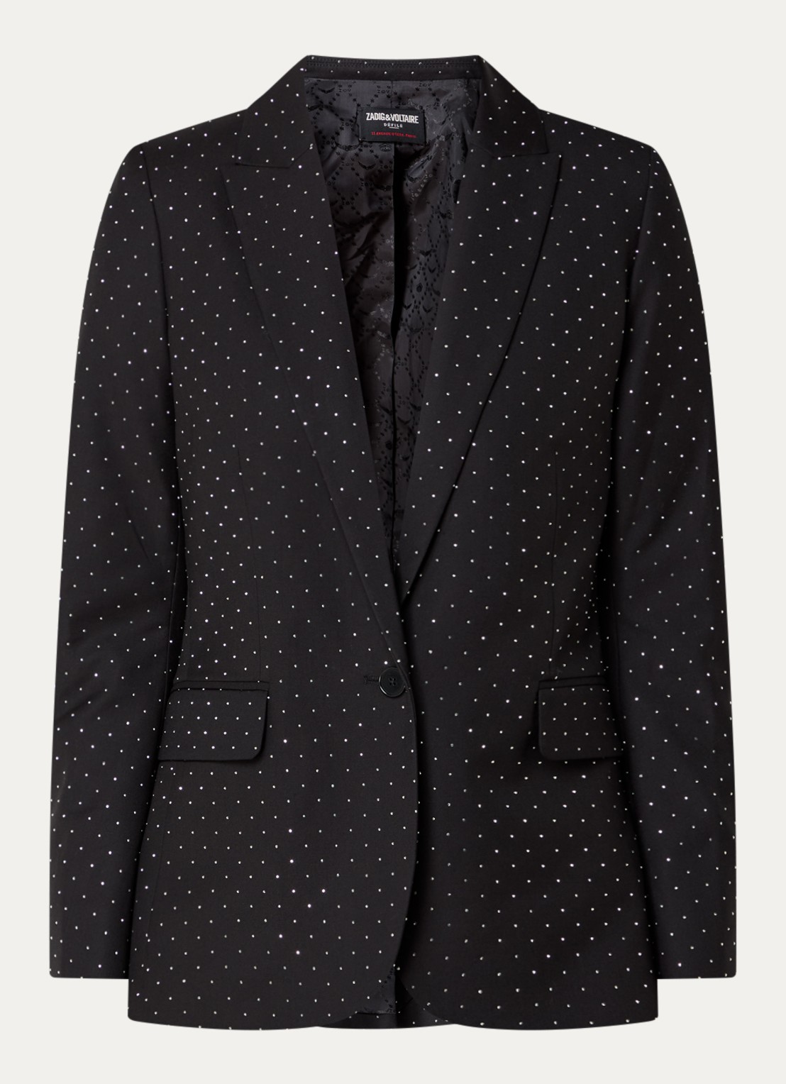 Zadig&Voltaire Valse blazer met strass en klepzakken - voorkant zwart