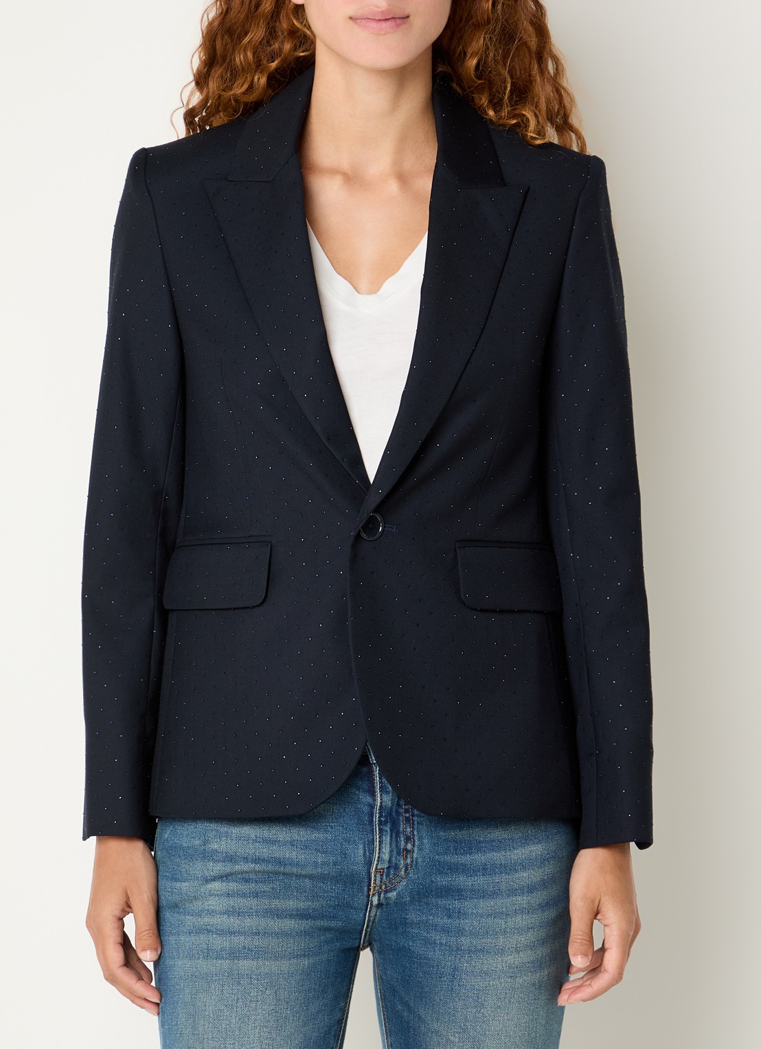 Zadig&Voltaire Valse blazer met strass en klepzakken - detail 4 zalmroze
