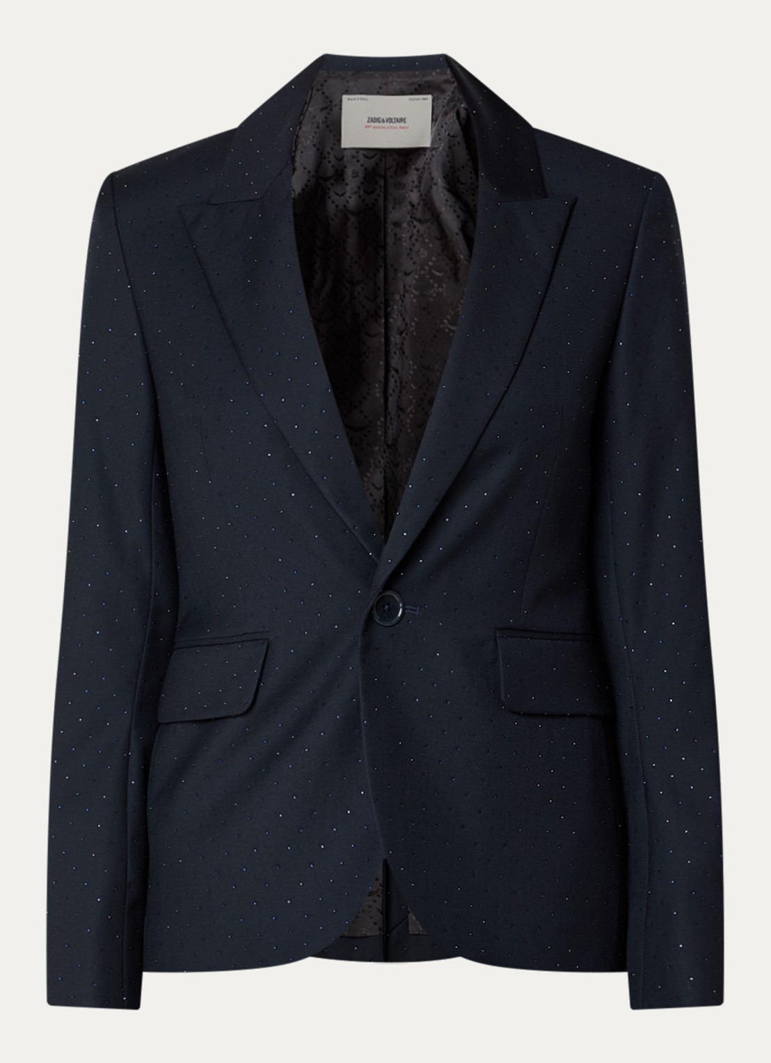 Zadig&Voltaire Valse blazer met strass en klepzakken - voorkant zalmroze