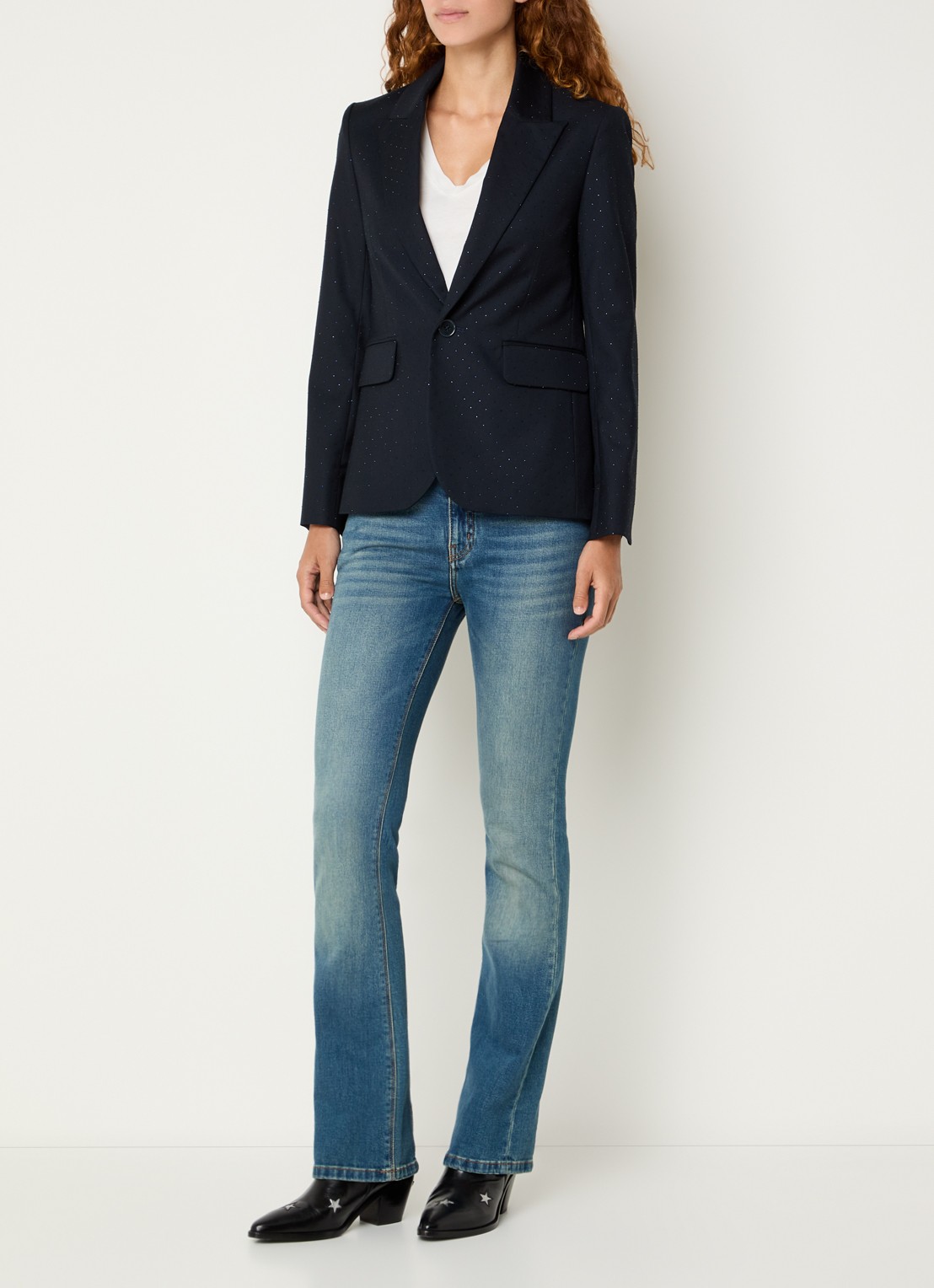 Zadig&Voltaire Valse blazer met strass en klepzakken - voorkant 2 zalmroze