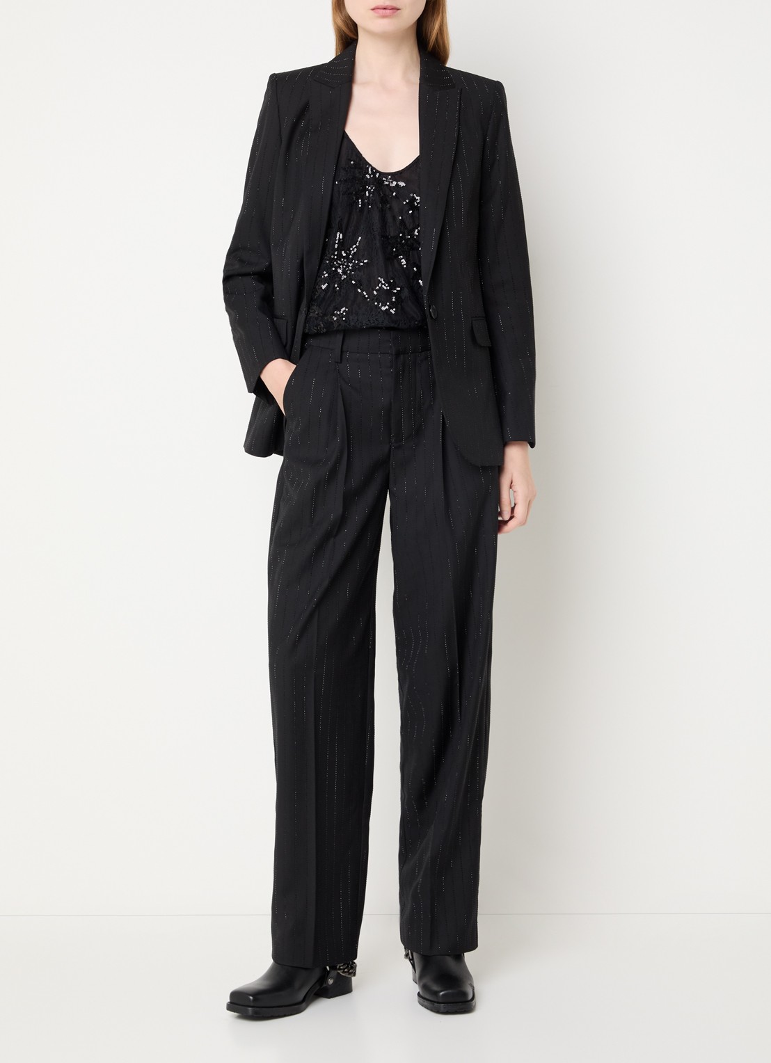 Zadig&Voltaire Valse blazer met strass - voorkant 2 zwart