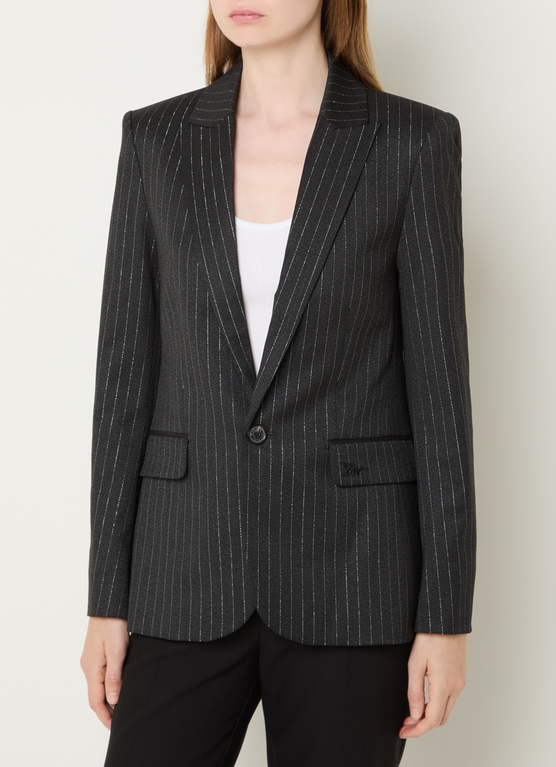 Zadig&Voltaire Valser blazer met schoudervulling en lurex - detail 4 antraciet