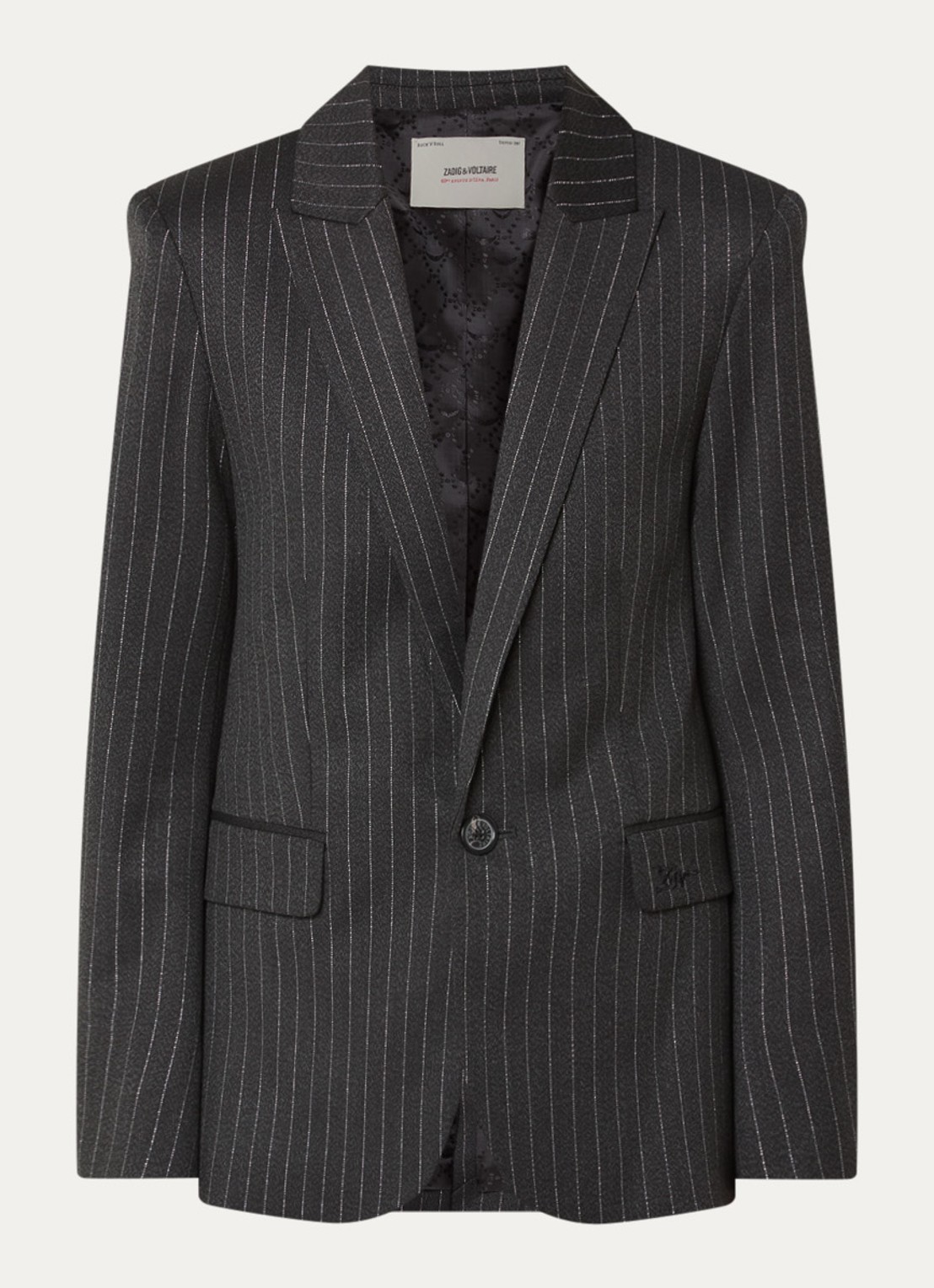 Zadig&Voltaire Valser blazer met schoudervulling en lurex - voorkant antraciet