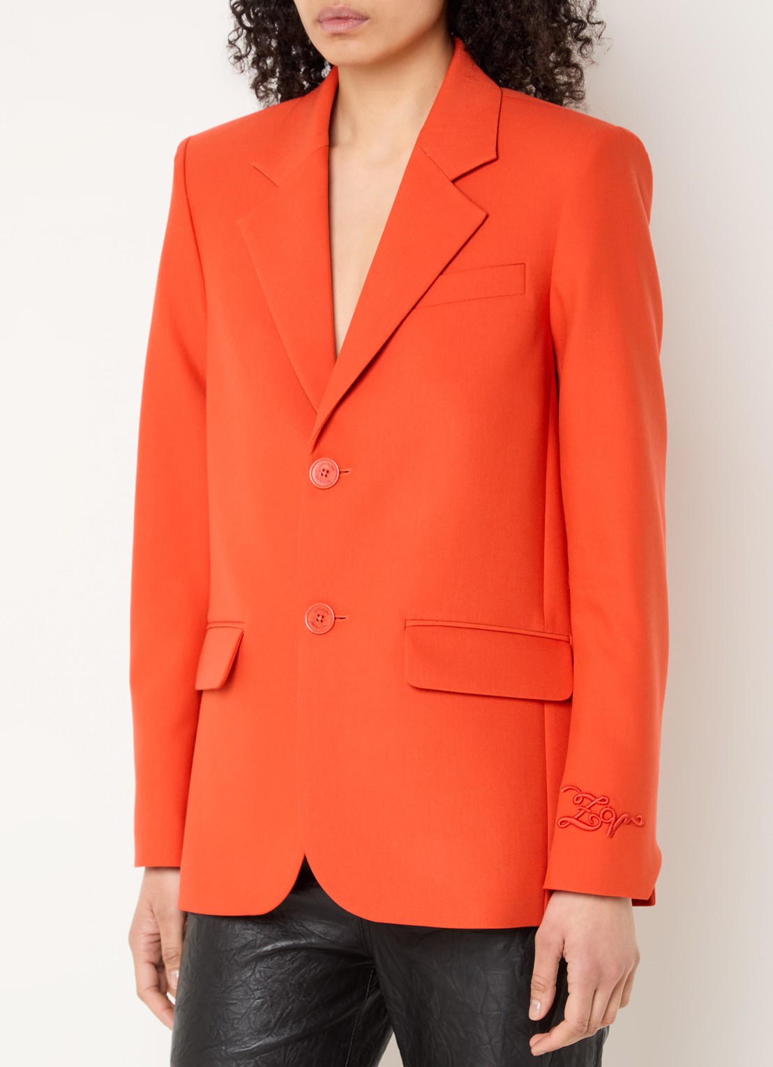 Zadig&Voltaire Vanille blazer met schoudervulling en klepzakken - detail 2 oranjerood
