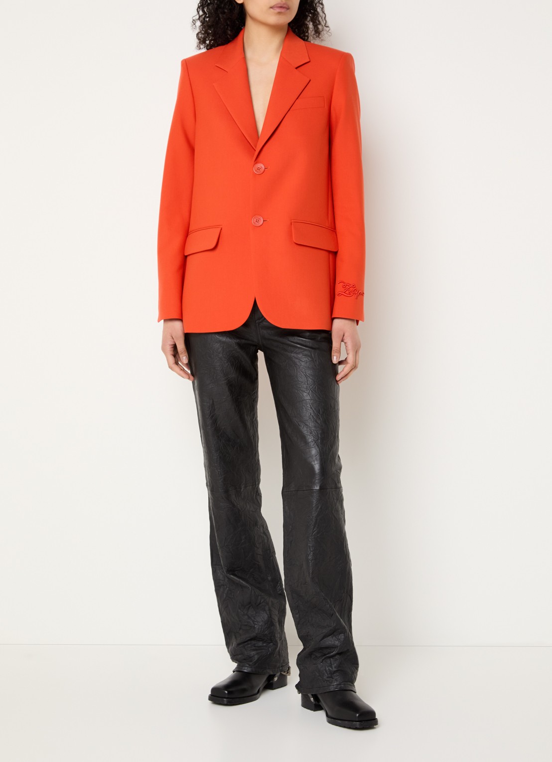 Zadig&Voltaire Vanille blazer met schoudervulling en klepzakken - voorkant 4 oranjerood