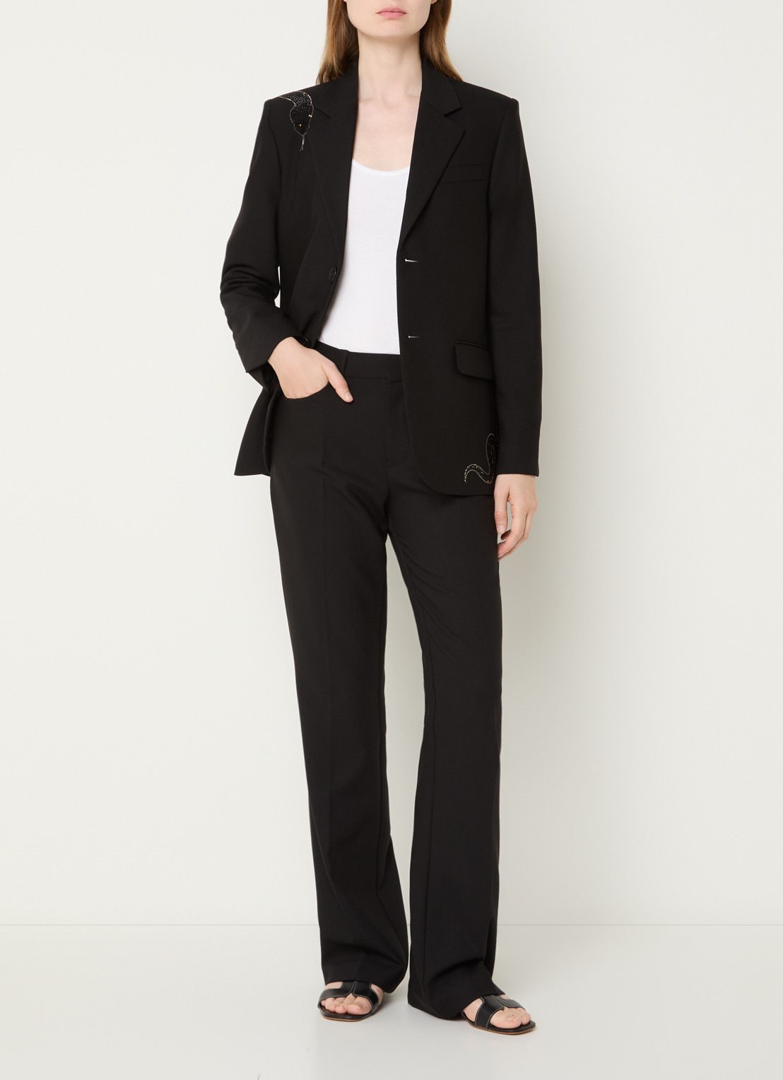 Zadig&Voltaire Vanille blazer met strass en klepzakken - voorkant 2 zwart