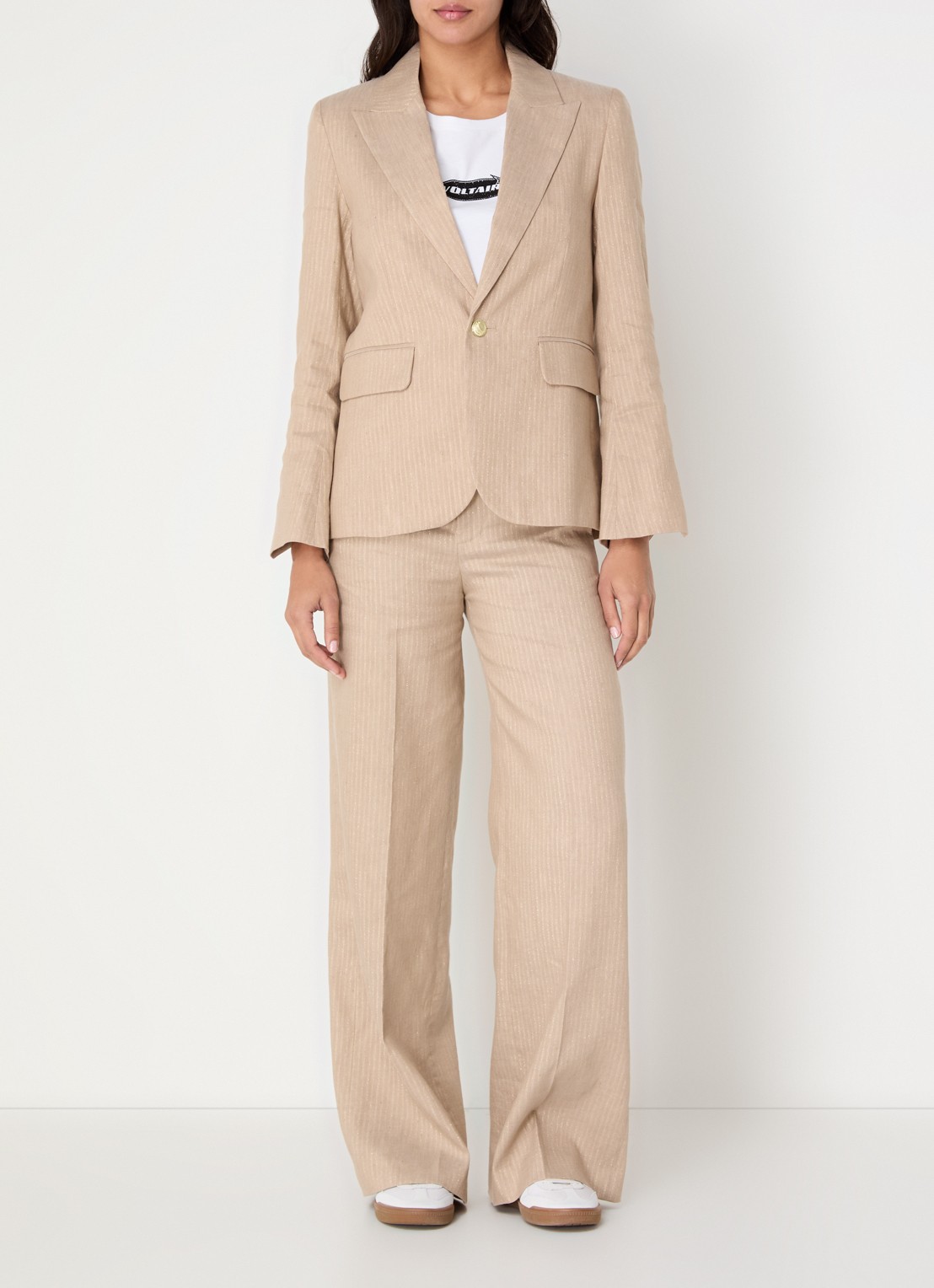 Zadig&Voltaire Vavy blazer in linnenblend met lurex - voorkant 3 beige