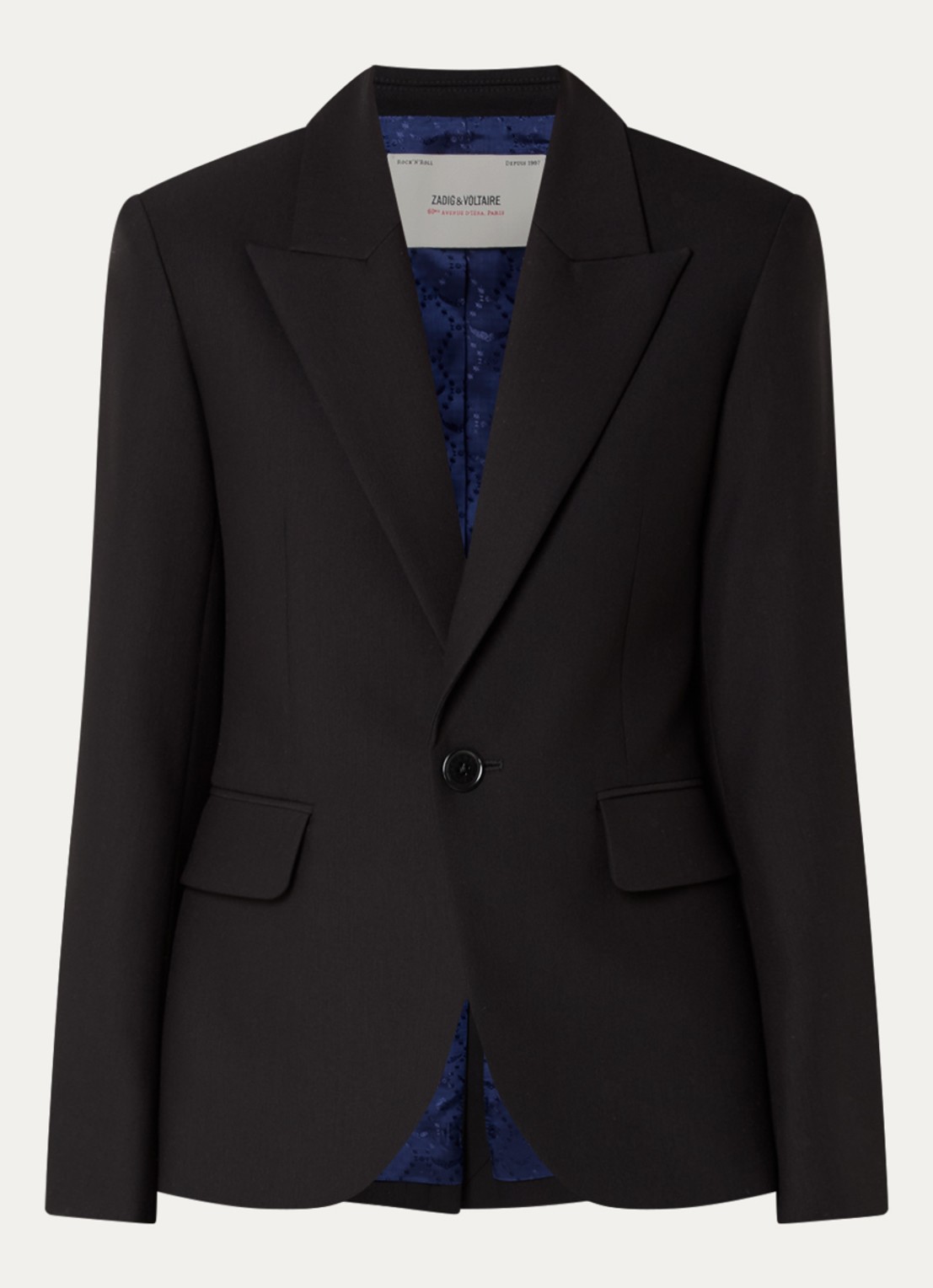 Zadig&Voltaire Vavy blazer met schoudervulling en backprint - voorkant 3 zwart